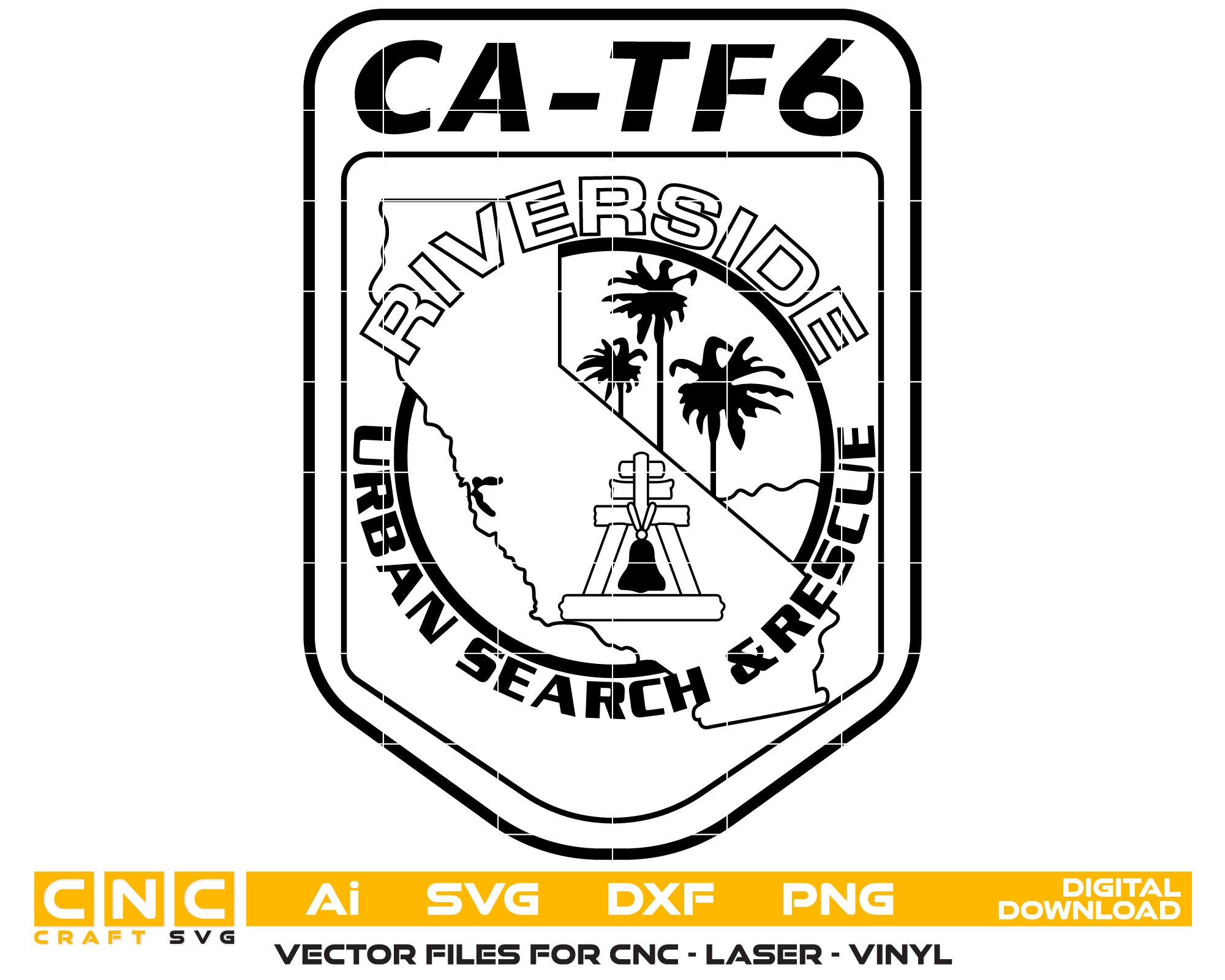 Riverside Urban Search and Rescue Vector Art, Ai,SVG, DXF, PNG, Digital Files
