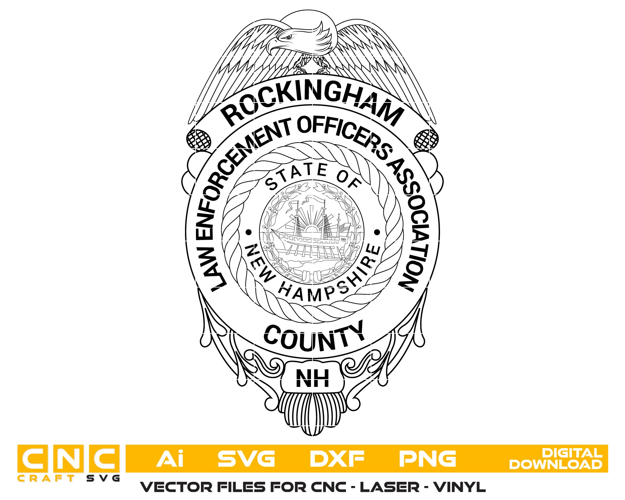 Rockingham County Law Enforcement Officer Association logo Vector Art, Ai,SVG, DXF, PNG, Digital Files