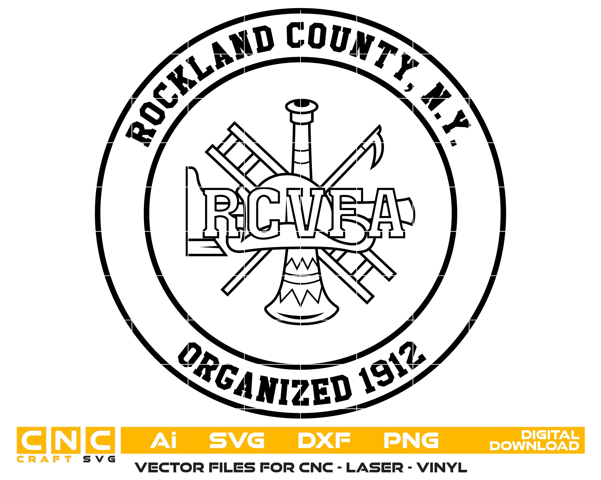 Rockland County New York Organized 1912 Vector Art, Ai,SVG, DXF, PNG, Digital Files