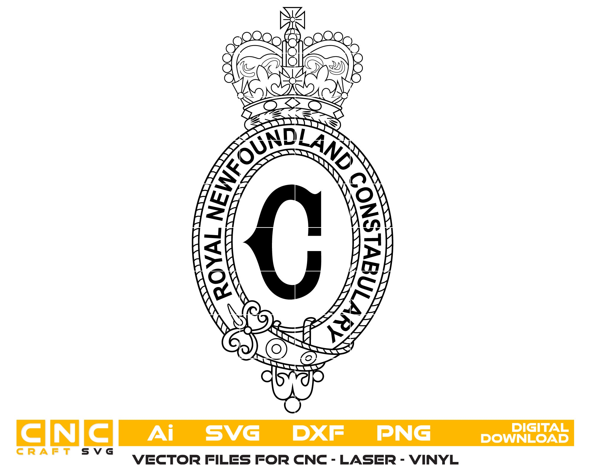 Royal Newfoundland Constabulary Vector Art, Ai,SVG, DXF, PNG, Digital Files