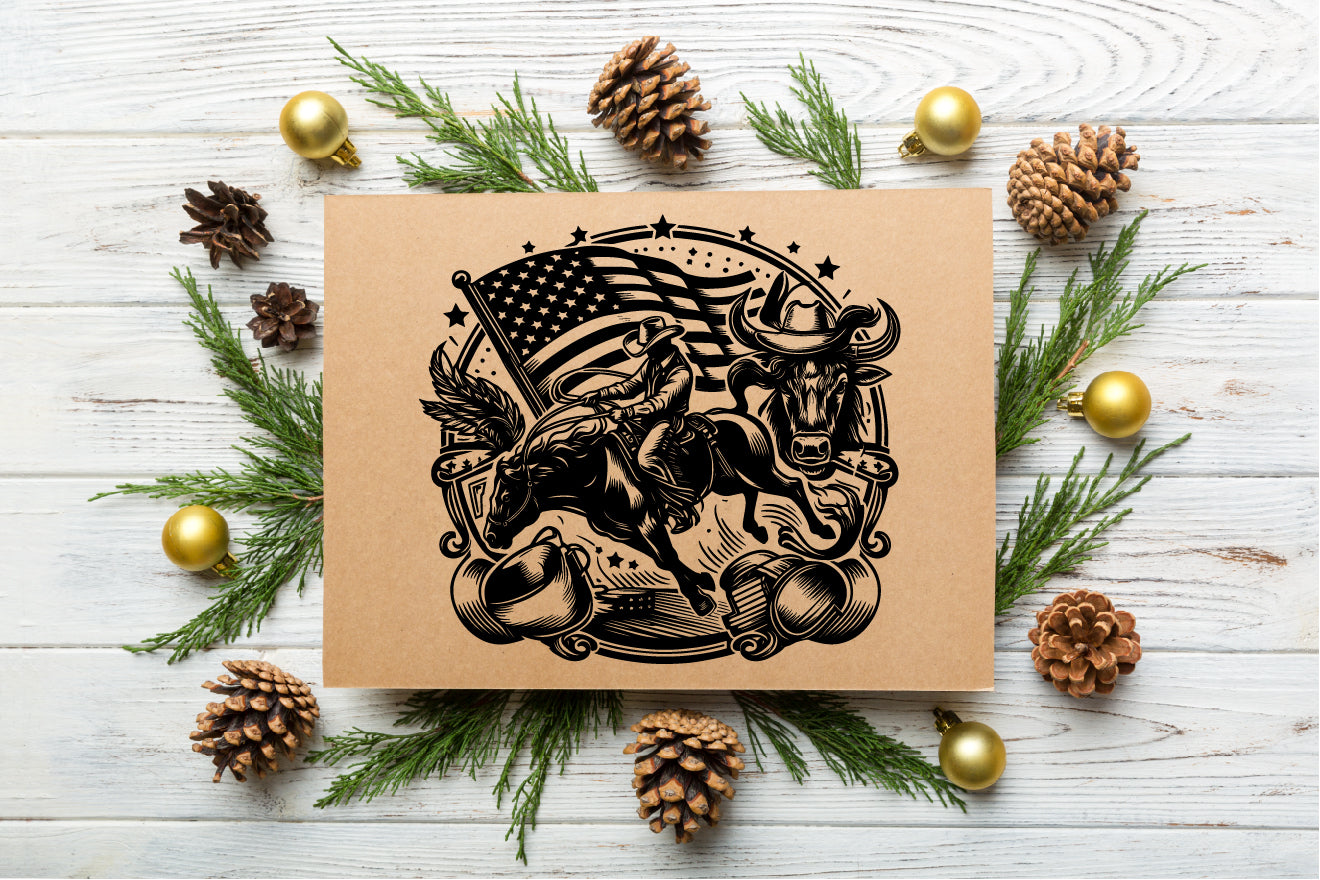 Running Horse with American Flag Vector