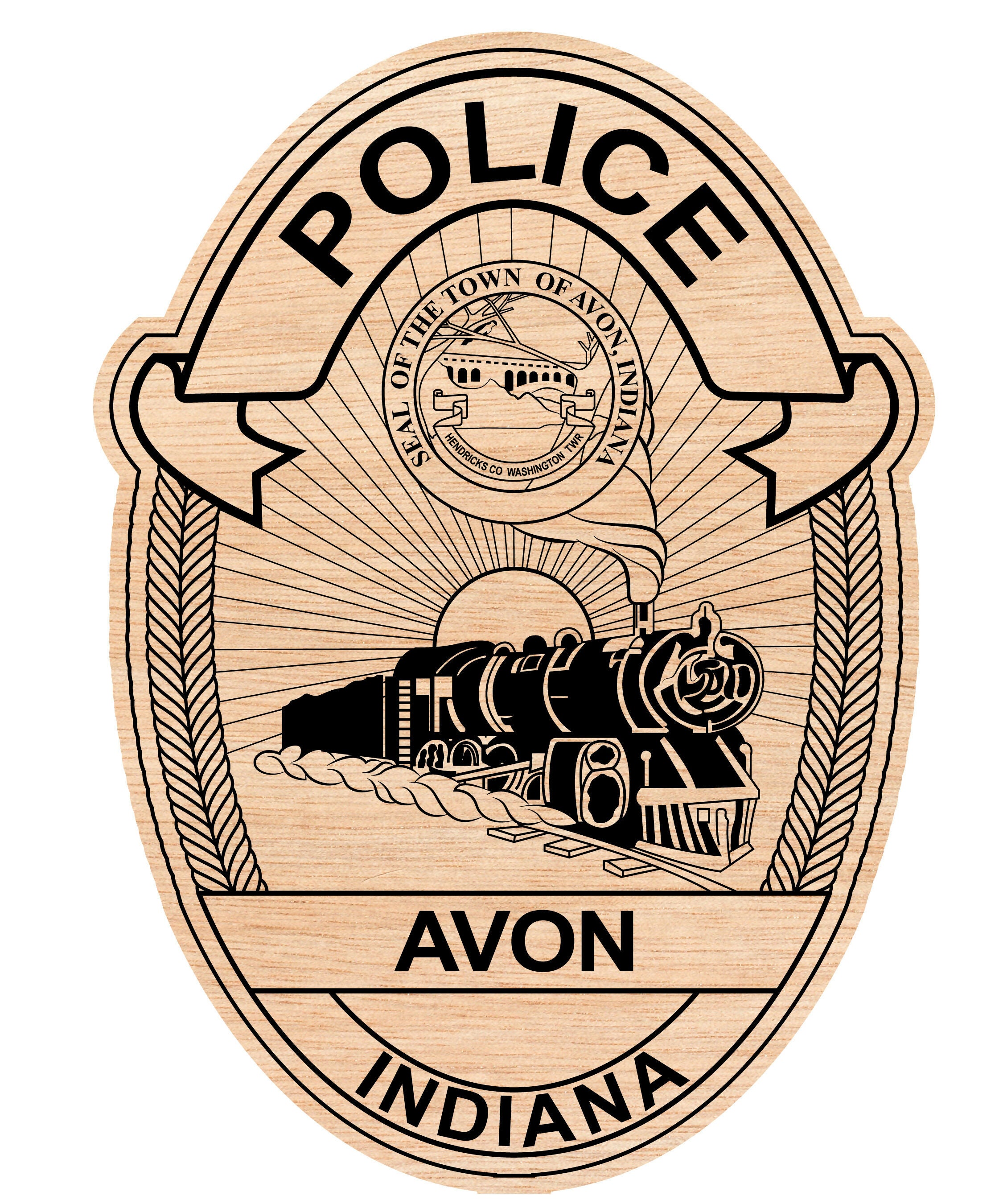 Avon Indiana Police Badge Woodin