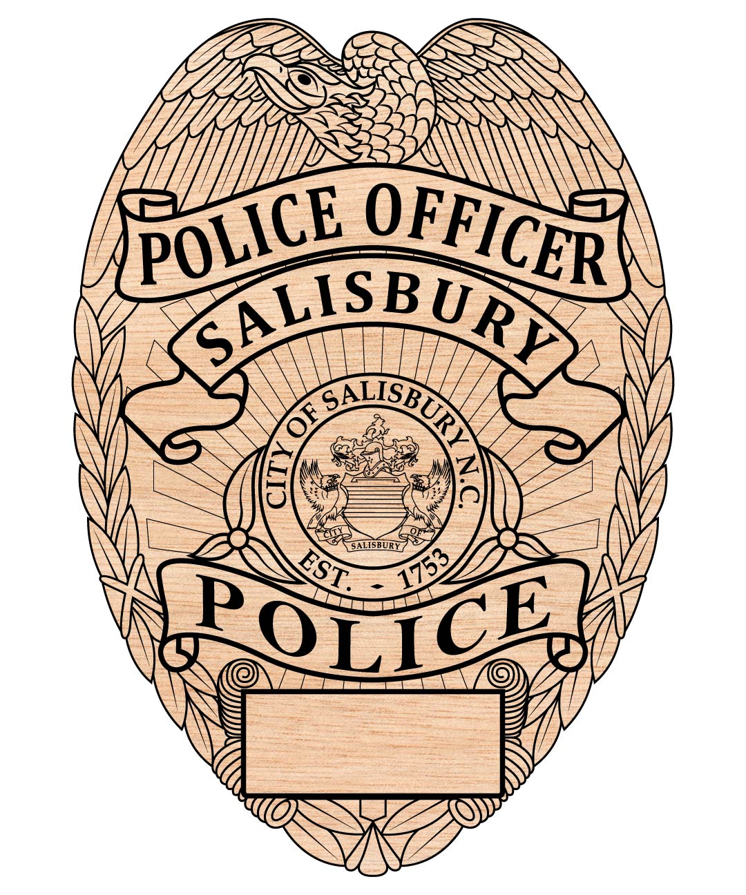 Salisbury Police Officer Badge SVG, Salisbury Police Badge Vector, Police Shield SVG, Law Enforcement Emblem, Police Logo Vector, Engraving Badge Design