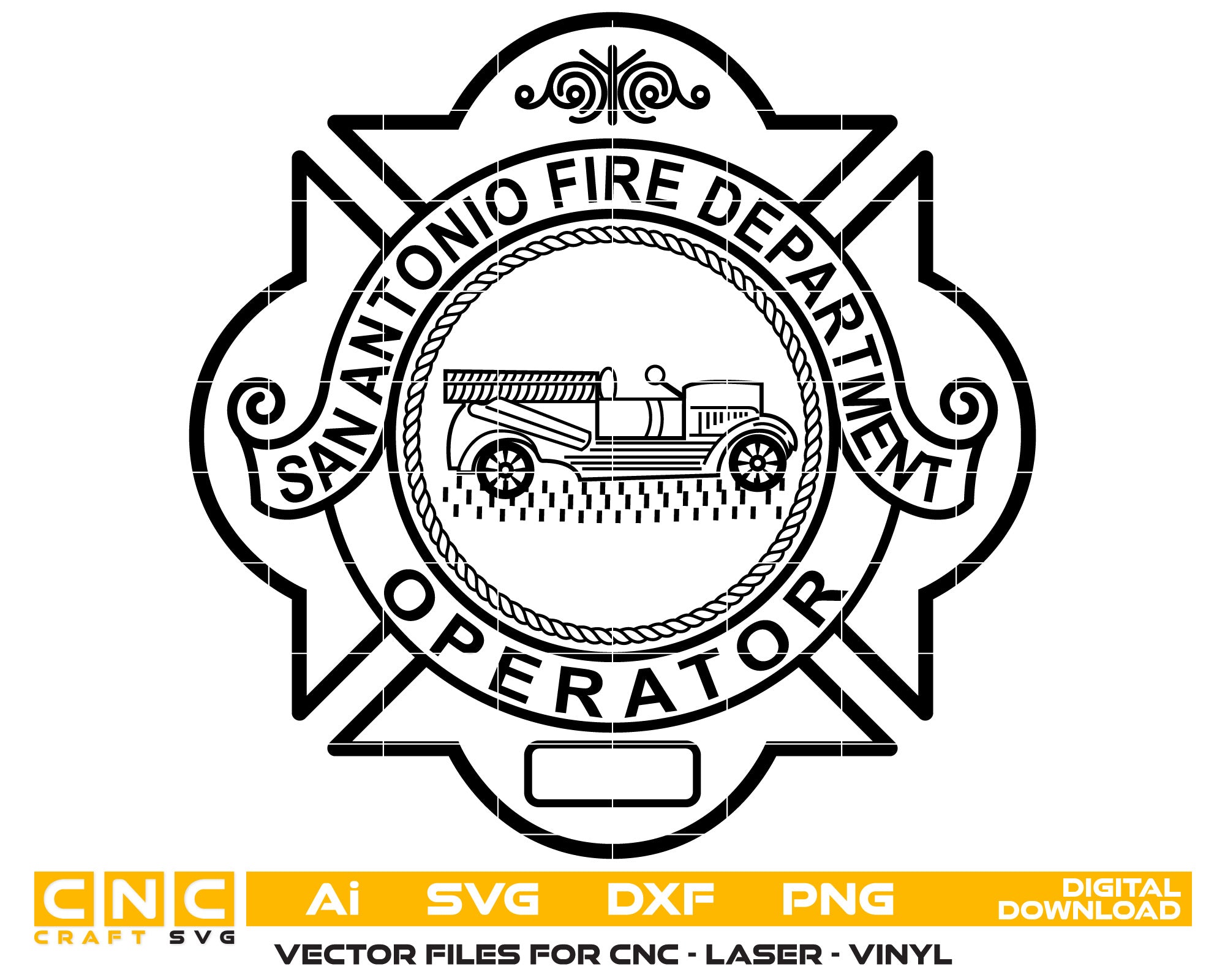 San Antonio Fire Department Vector Art, Ai,SVG, DXF, PNG, Digital Files