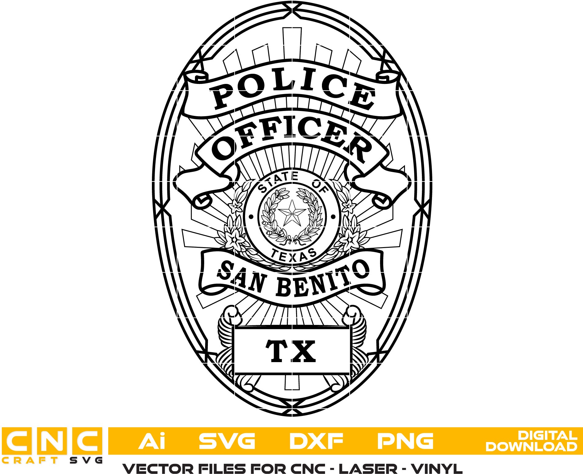 San Benito Police Officer Badge Vector Art, Ai,SVG, DXF, PNG, Digital