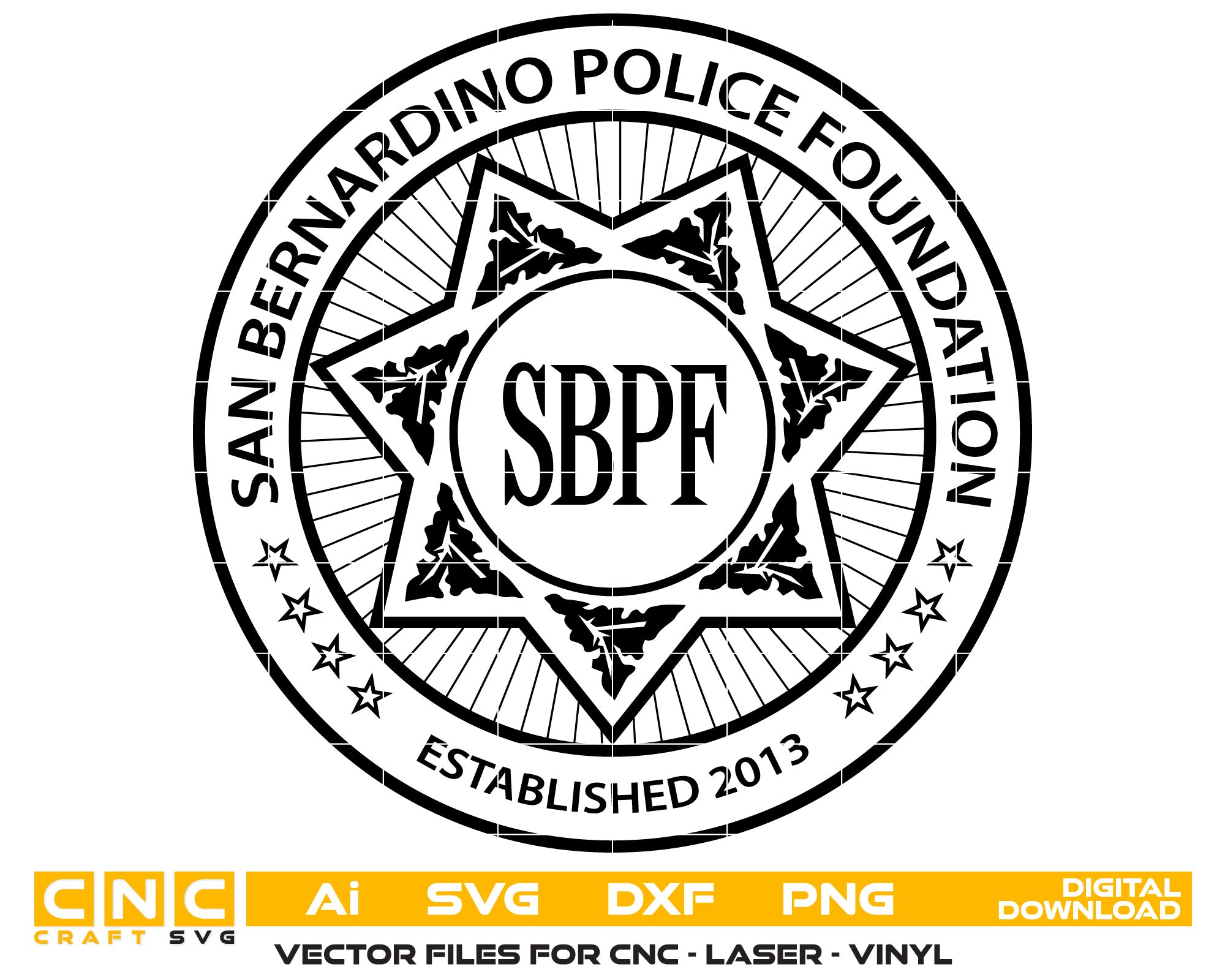 San Bernardino Police Foundation Vector Art, Ai,SVG, DXF, PNG, Digital Files