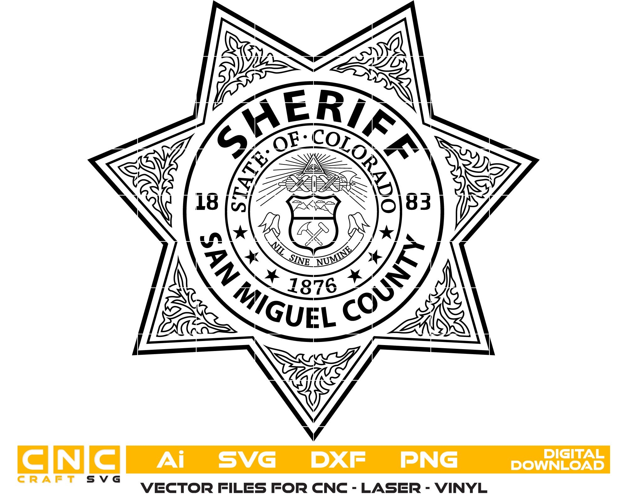 San Miguel County Sheriff Badge Vector Art, Ai,SVG, DXF, PNG, Digital