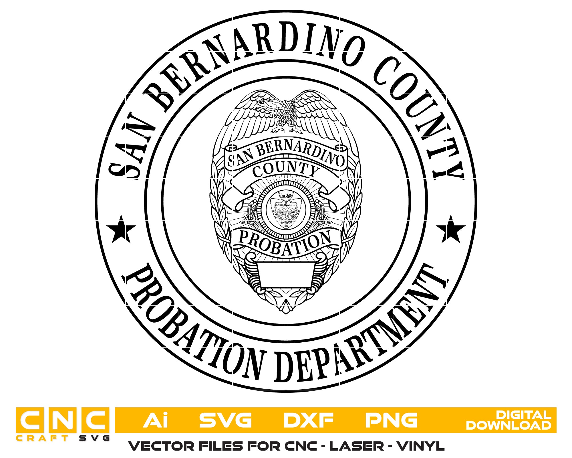 San Bernardino County Probation Officer Badge SVG, San Bernardino Probation Officer Emblem, Probation Department Badge, Law Enforcement Badge Vector, San Bernardino County Badge