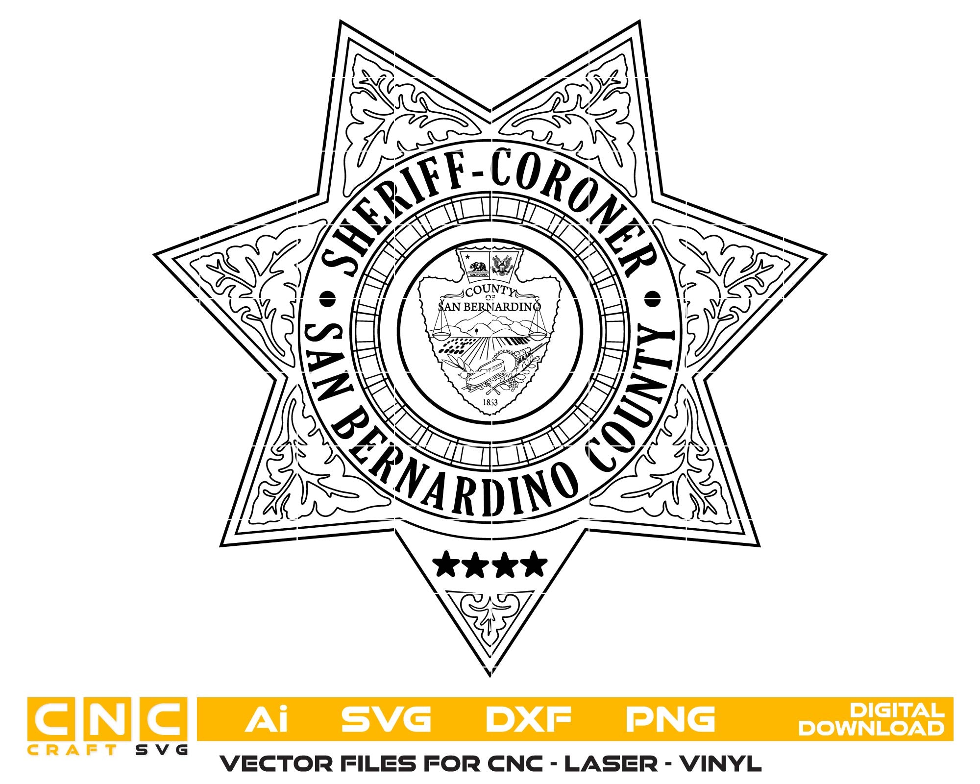 San Bernardino County Sheriff Coroner Badge SVG, San Bernardino Sheriff Badge Vector, County Sheriff Coroner Emblem SVG, San Bernardino Law Enforcement SVG, Sheriff Coroner Badge Vector