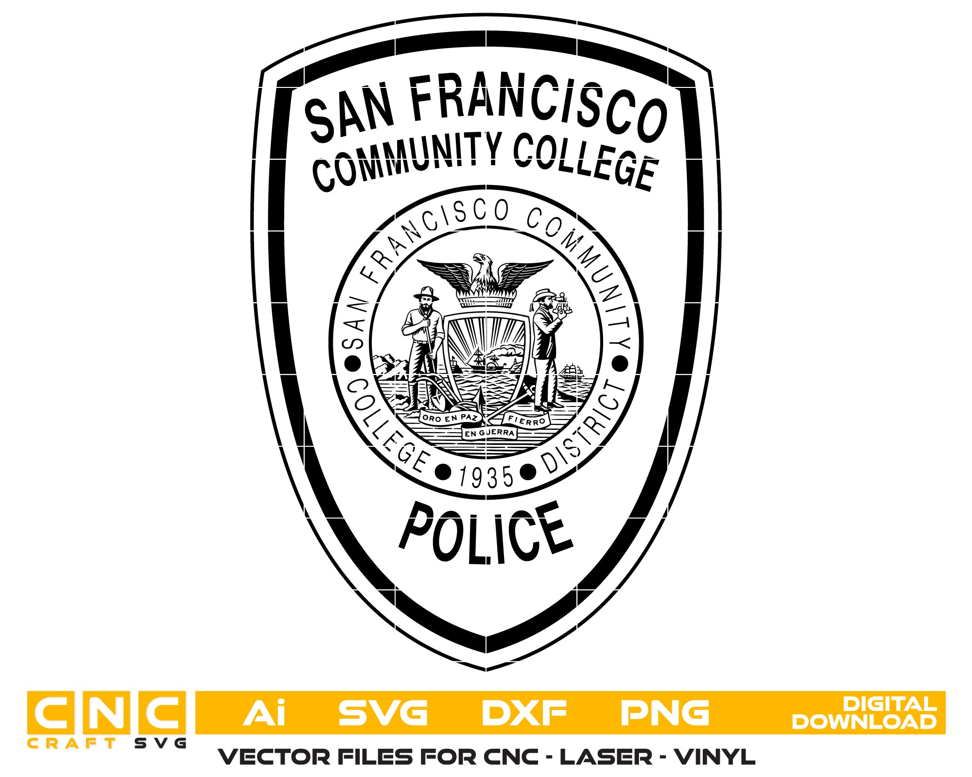 San Francisco Community College Police Patch SVG, SF Community College Police Emblem, Campus Police Patch Vector, University Law Enforcement Badge, SFCC Police Logo
