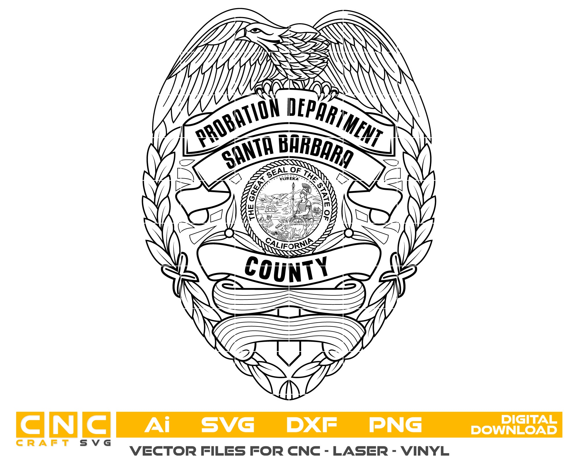 Santa Barbara County Probation Dep: Badge vector art