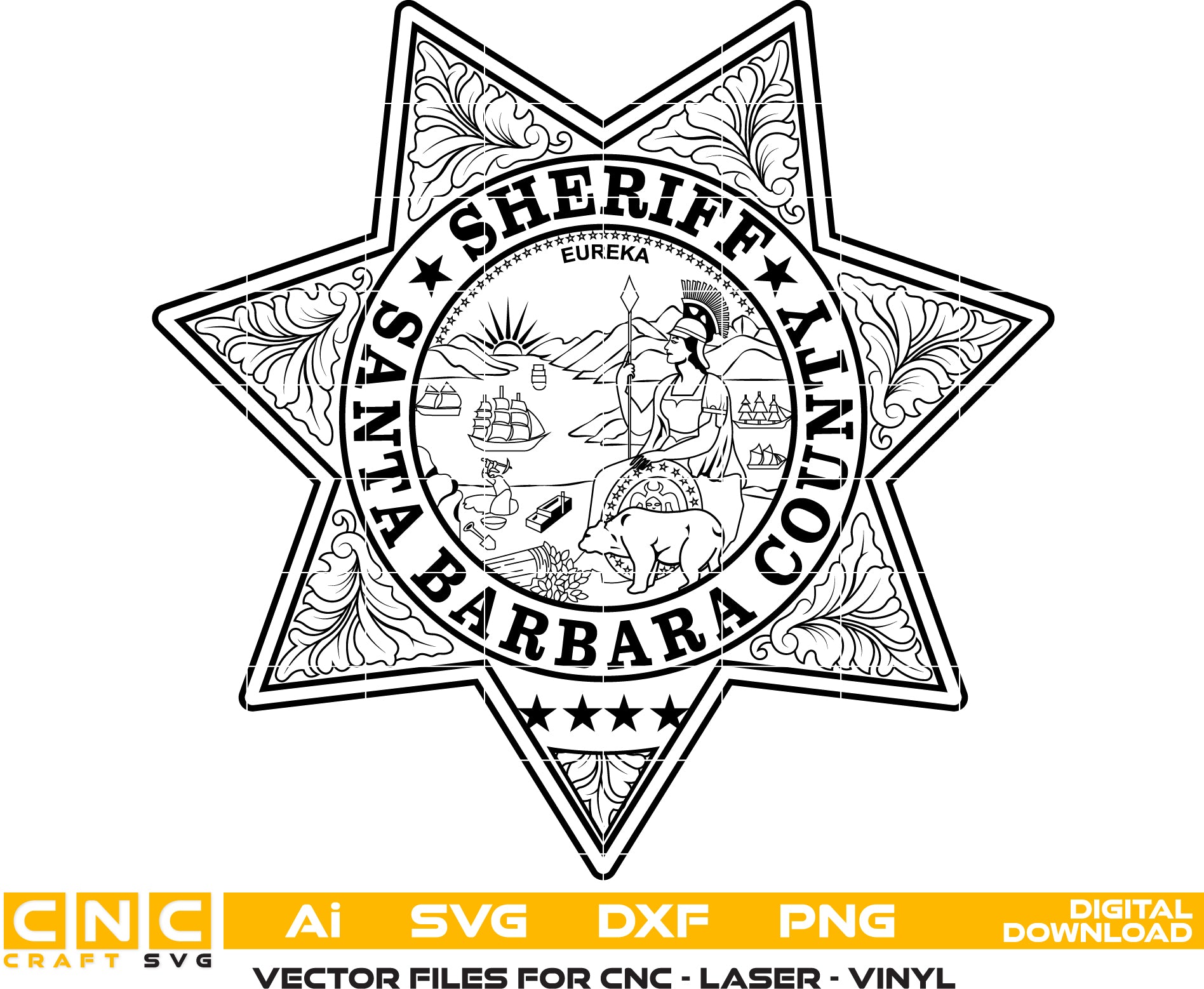 Santa Barbara County Sheriff Badge Vector art Digital file