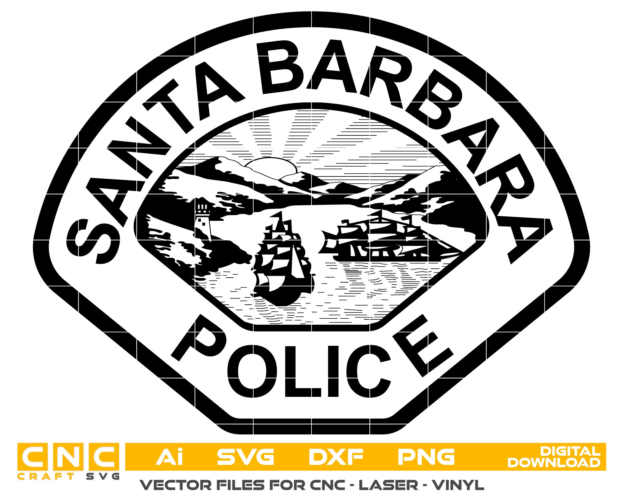 Santa Barbara Police Badge vector art