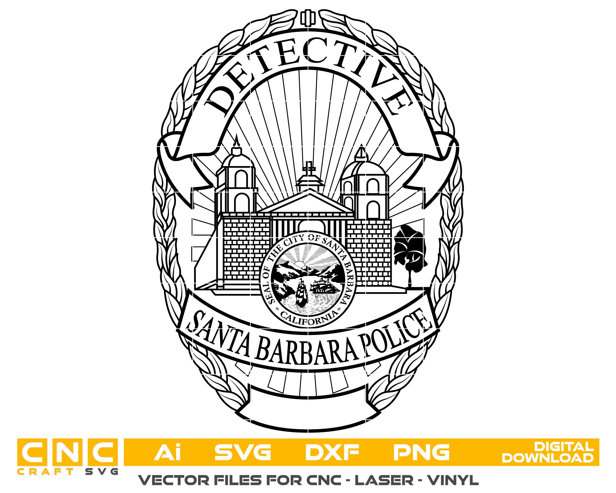 Santa Barbara Police Detective Badge vector art
