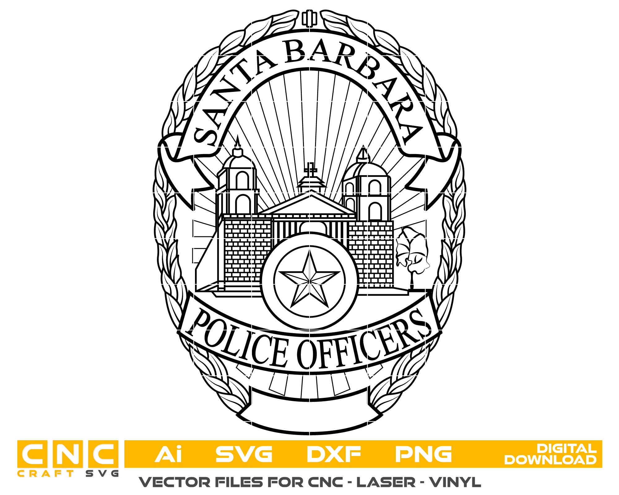 Santa Barbara Police Officer Badge vector art