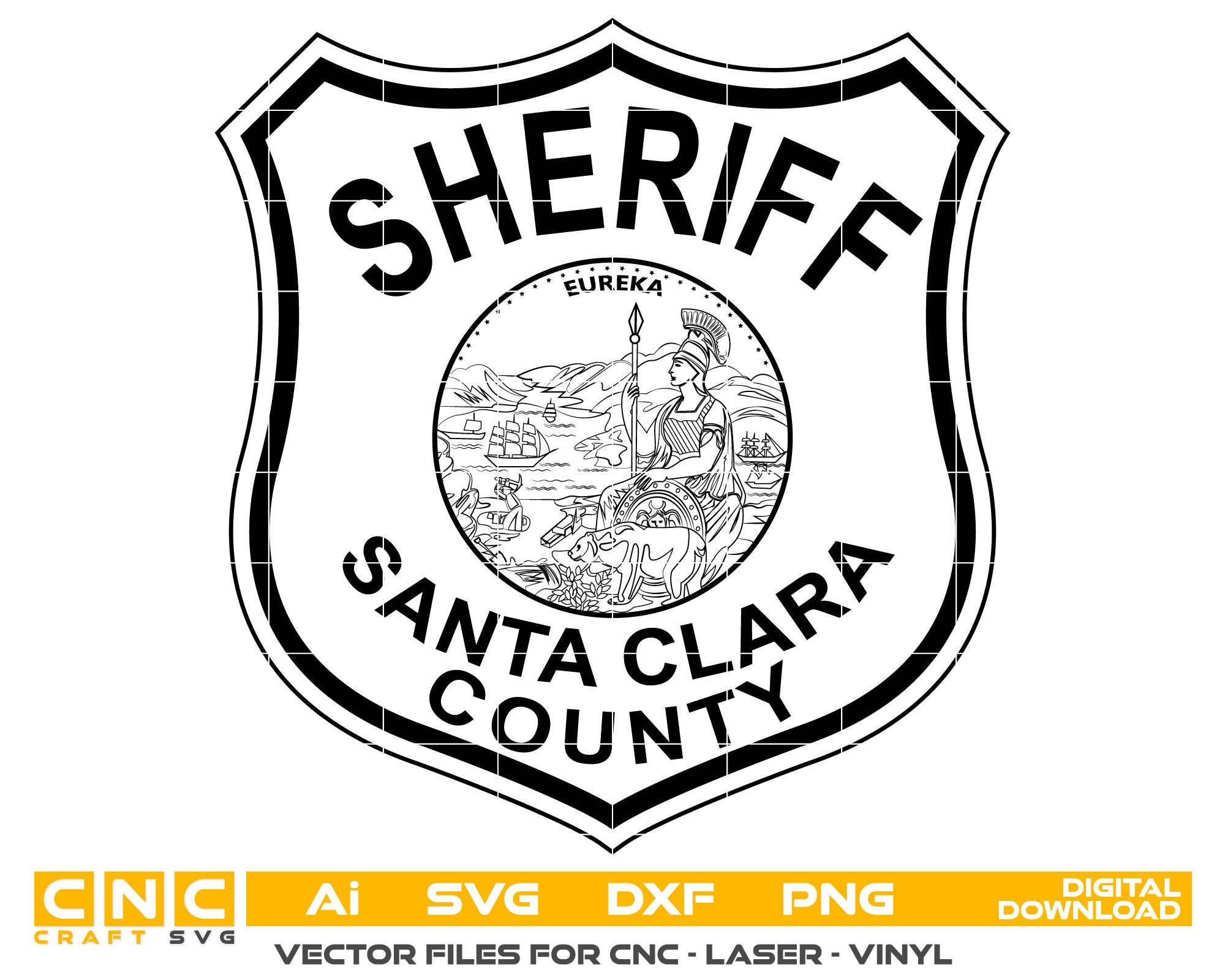 Sheriff Badge Svg,Santa Clara County Sheriff Badge vector art