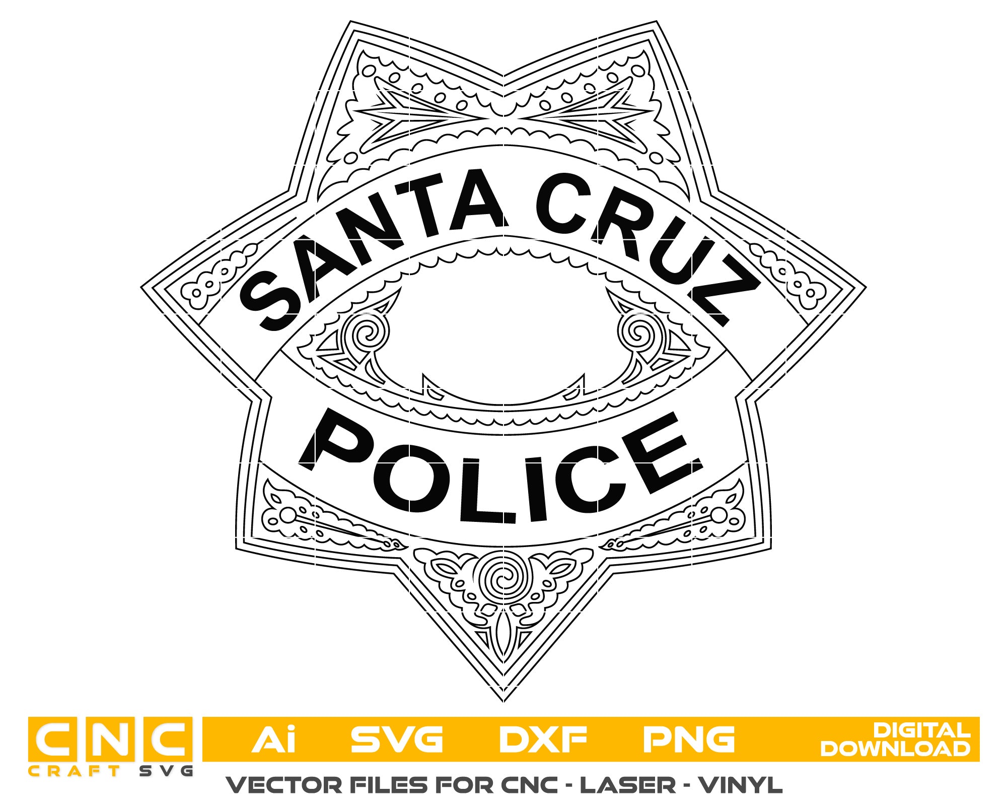 Santa Cruz Police Badge vector art