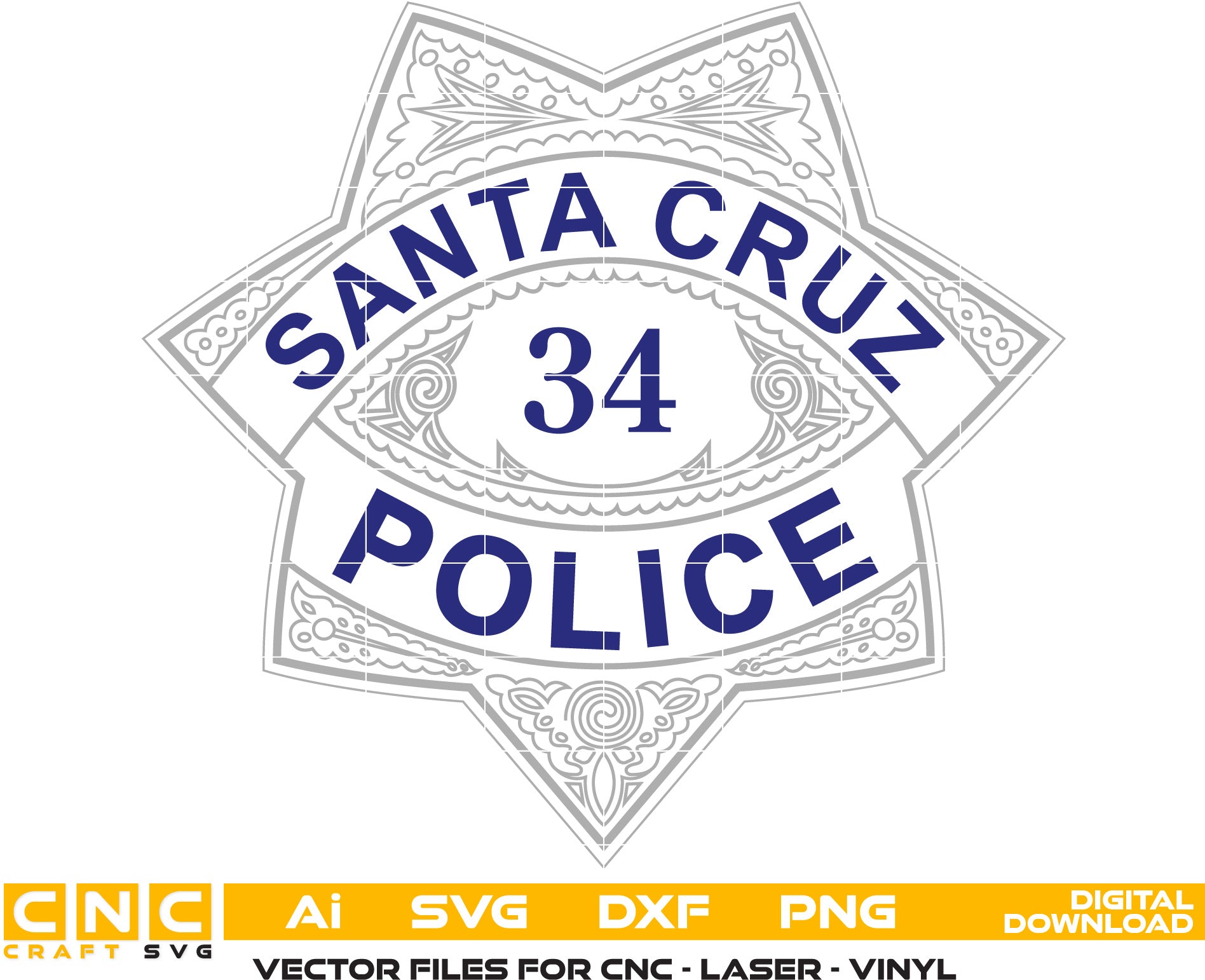 Santa Cruz Police Badge Vector Art