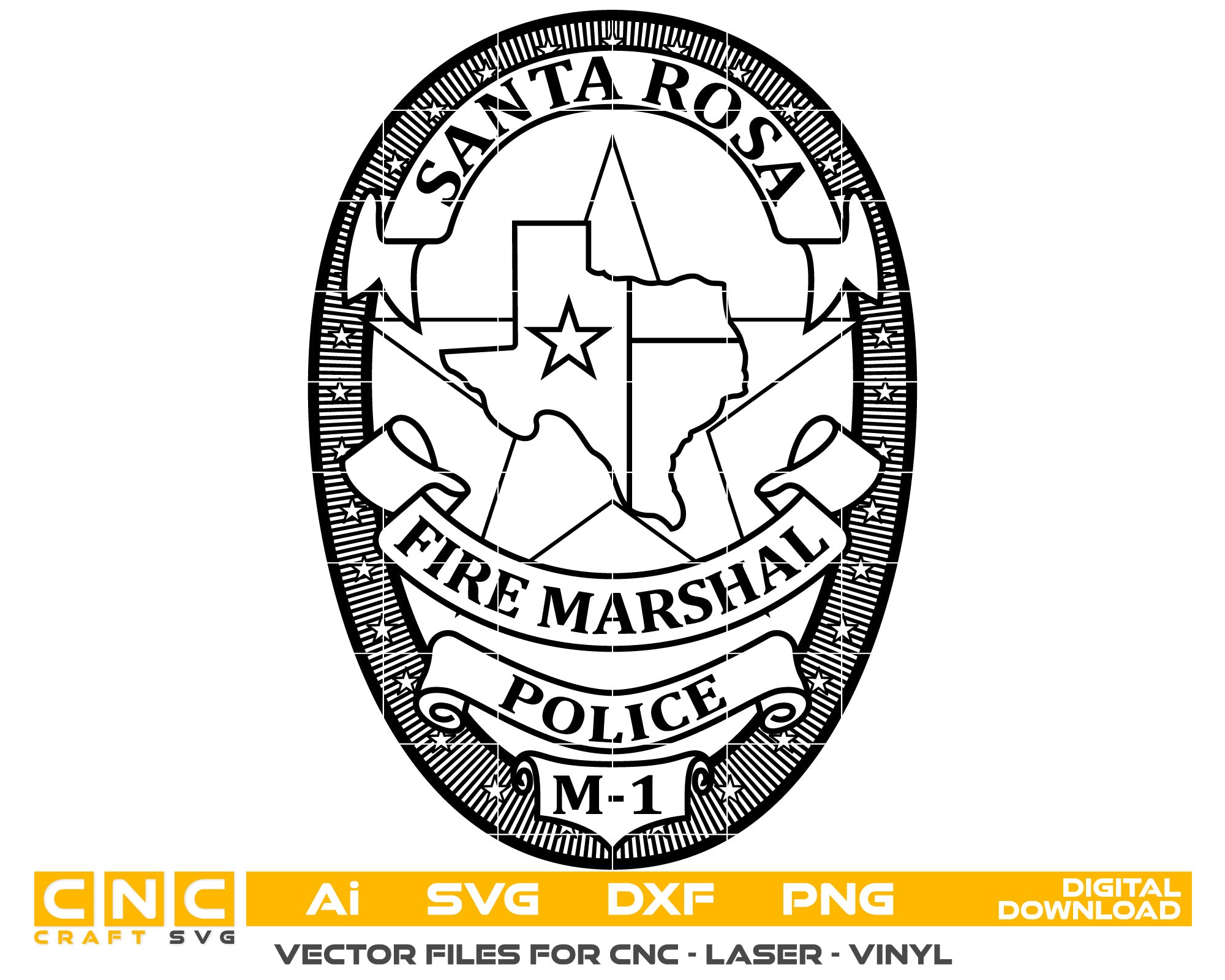 Santa Rosa Fire Marshal Police Badge vector art