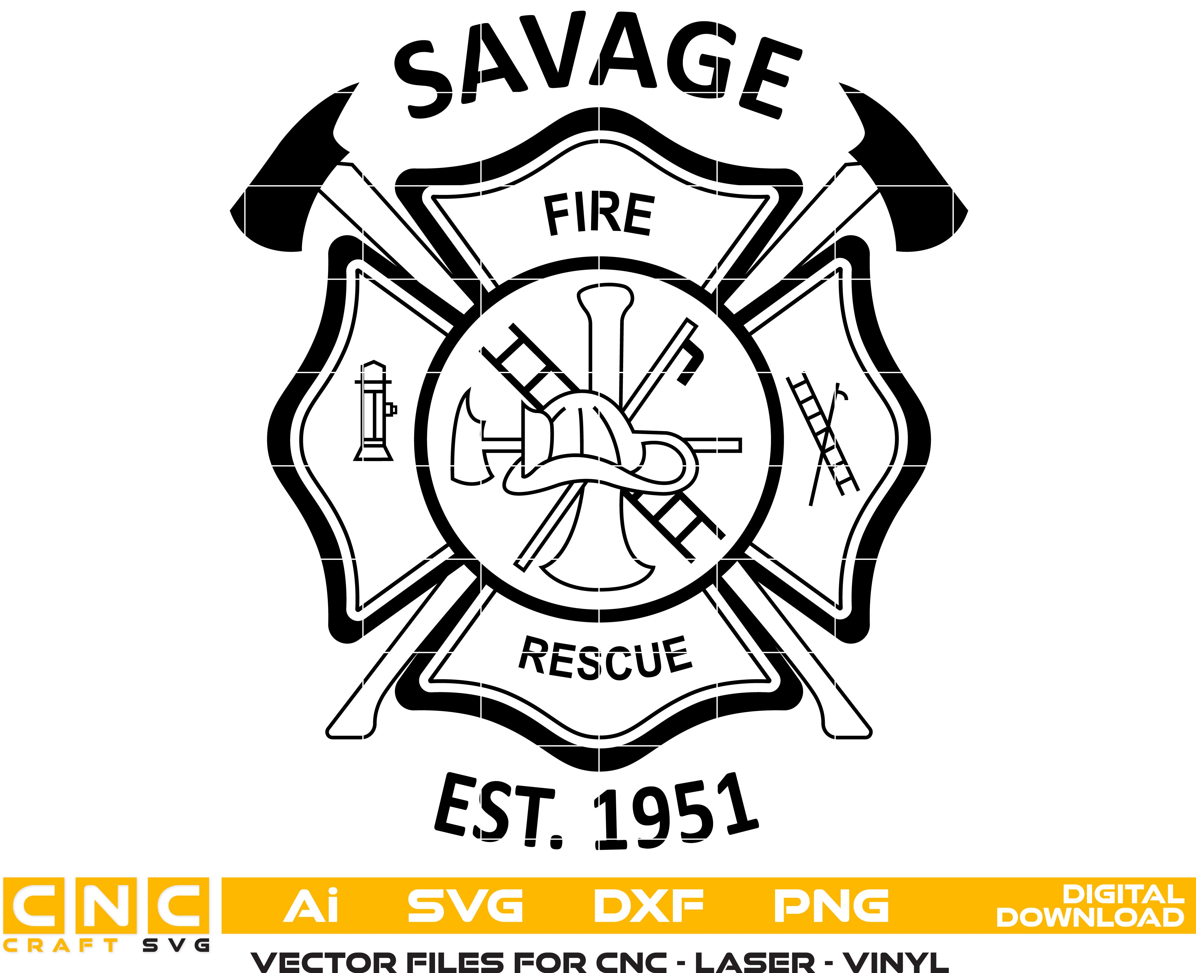 Savage Fire Badge Vector Art, Ai,SVG, DXF, PNG, Digital Files