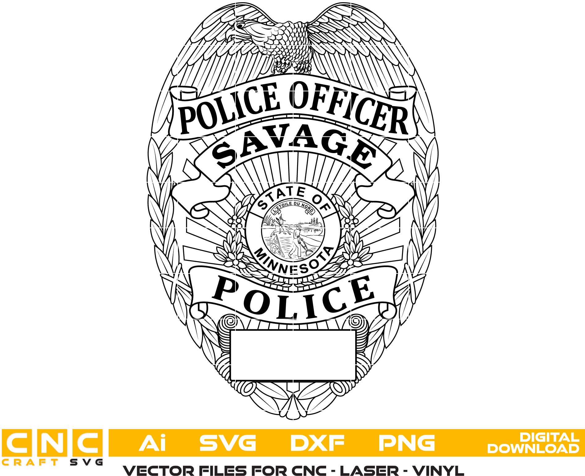 Savage Police Officer Badge Vector Art, Ai,SVG, DXF, PNG, Digital Files