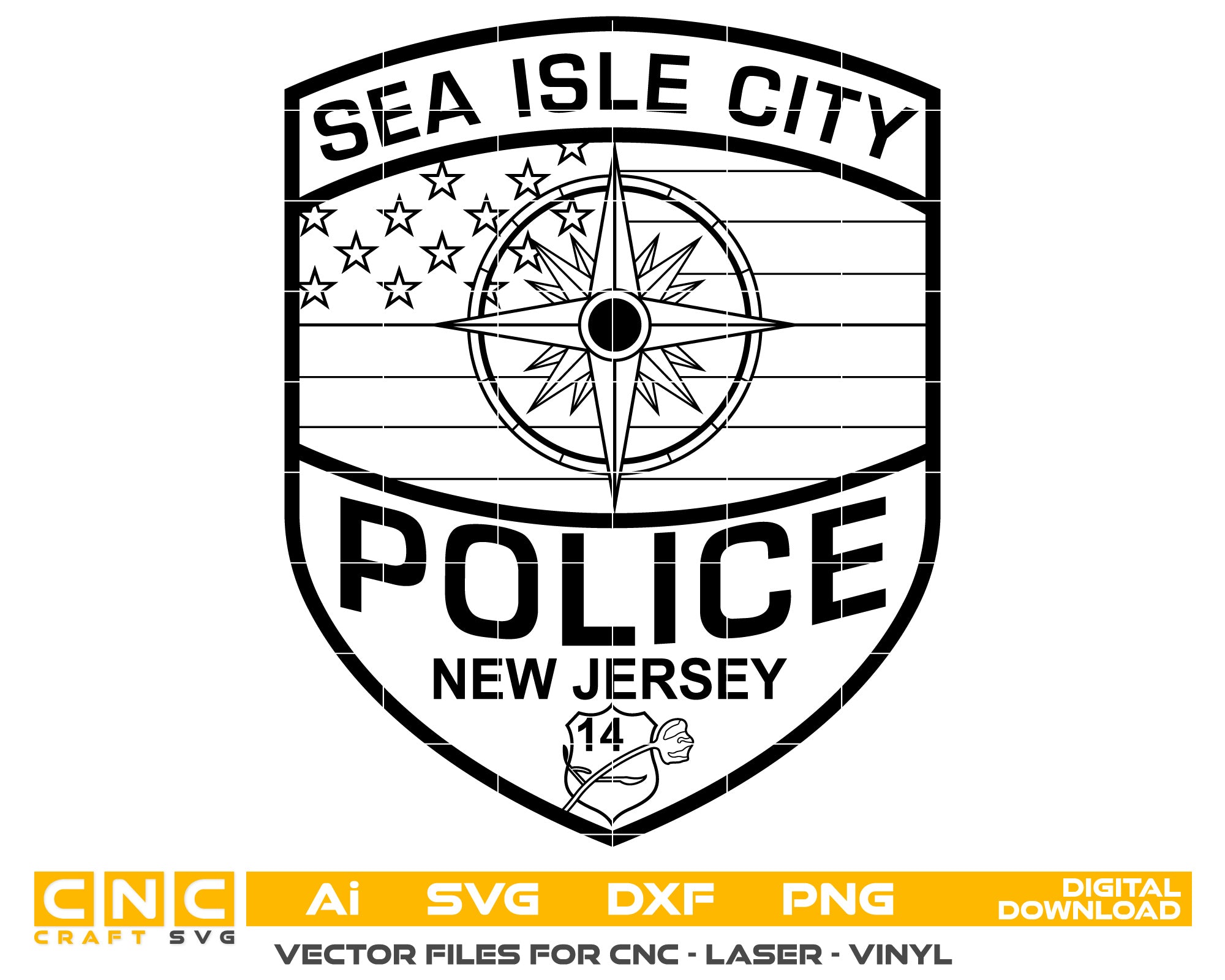 Sea Isle City Police Badge vector art