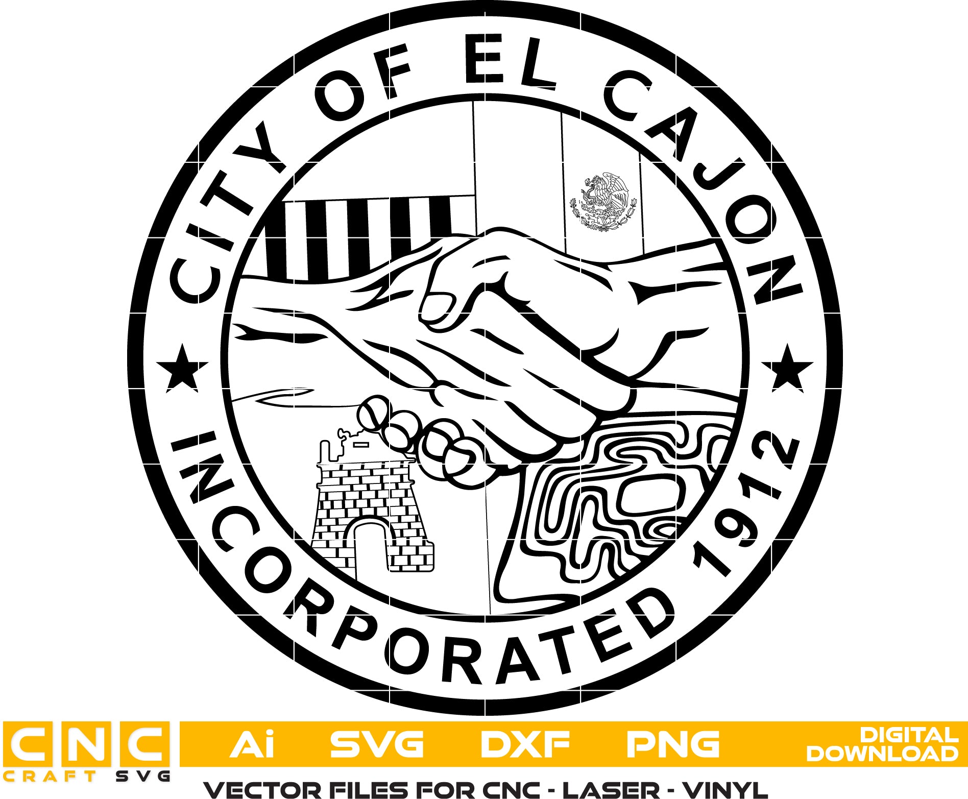 Seal of El Cajon, California Seal Vector art Digital file