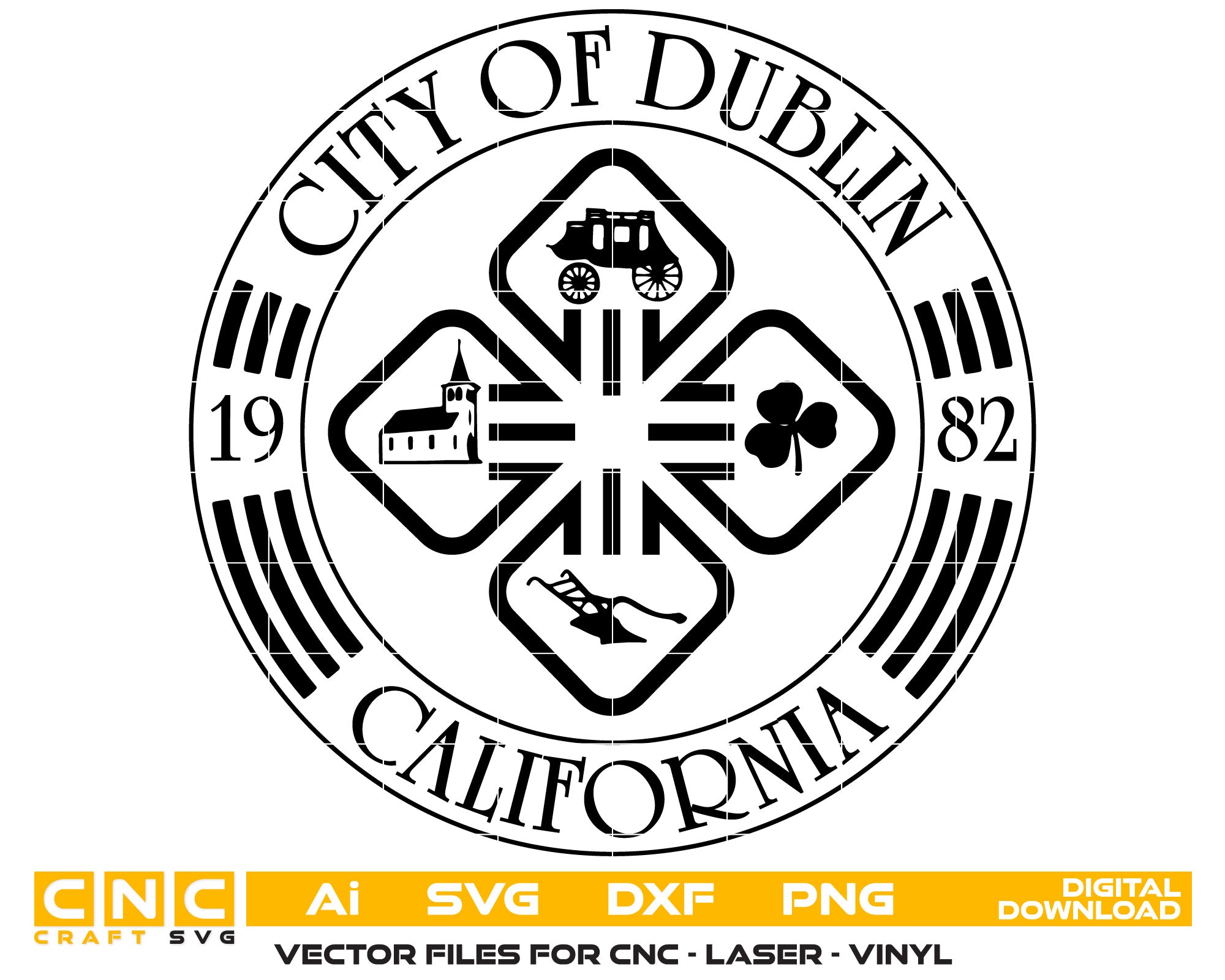 Seal of Dublin California SVG, Dublin City Seal Vector, California City Logo SVG, Dublin California Badge Design, City Seal SVG File