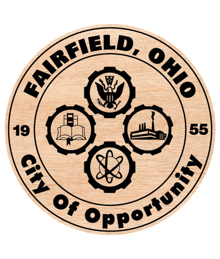 Seal of Fairfield, Ohio SVG digital download, city emblem vector design for Cricut, Silhouette, CNC, engraving, and civic craft projects.