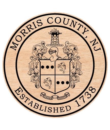 Seal of Morris County, New Jersey SVG digital download, county emblem vector design for Cricut, Silhouette, CNC, engraving, and civic craft projects.