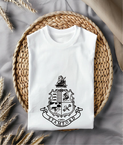 Seal of Stamford Connecticut SVG digital download, city emblem vector design for Cricut, Silhouette, CNC, engraving, and civic craft projects.