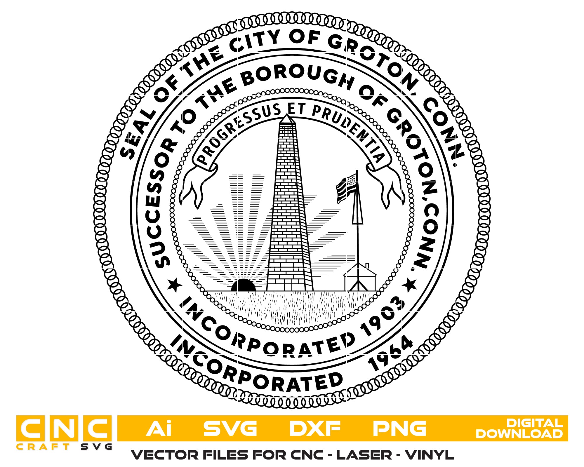 Seal of the City of Groton Connecticut SVG, Groton City Government Emblem Vector, Groton Municipal Seal, City Seal SVG, Connecticut Official Emblem Vector File