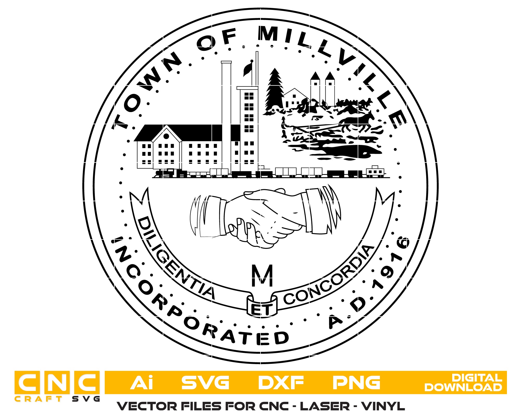 Seal of the Town of Millville Massachusetts SVG, Millville Town Emblem Vector, Millville Municipal Seal, Town Seal SVG, Massachusetts Official Emblem Vector File