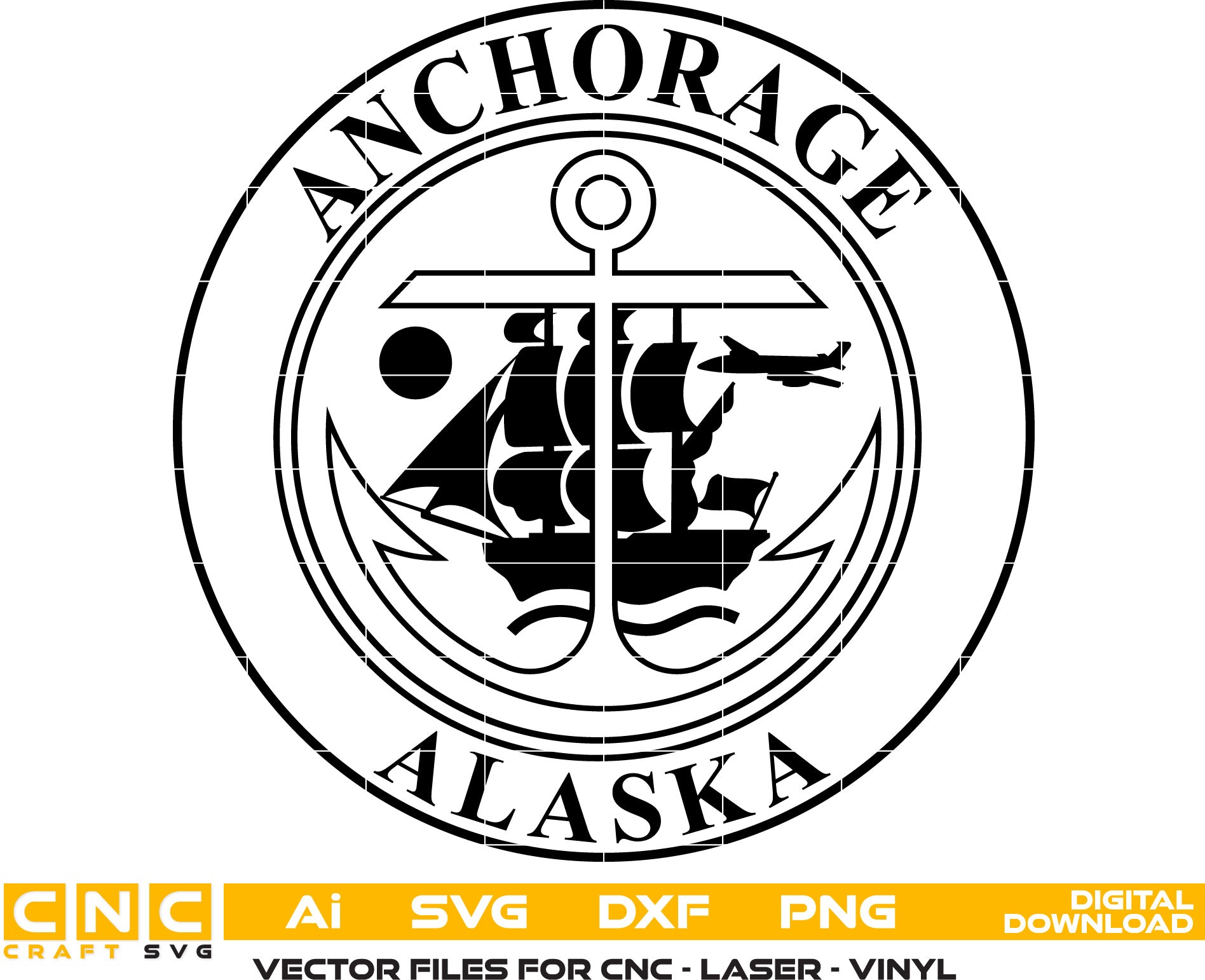 Seal of Anchorage, Alaska Vector Art, Ai,SVG, DXF, PNG, Digital Files