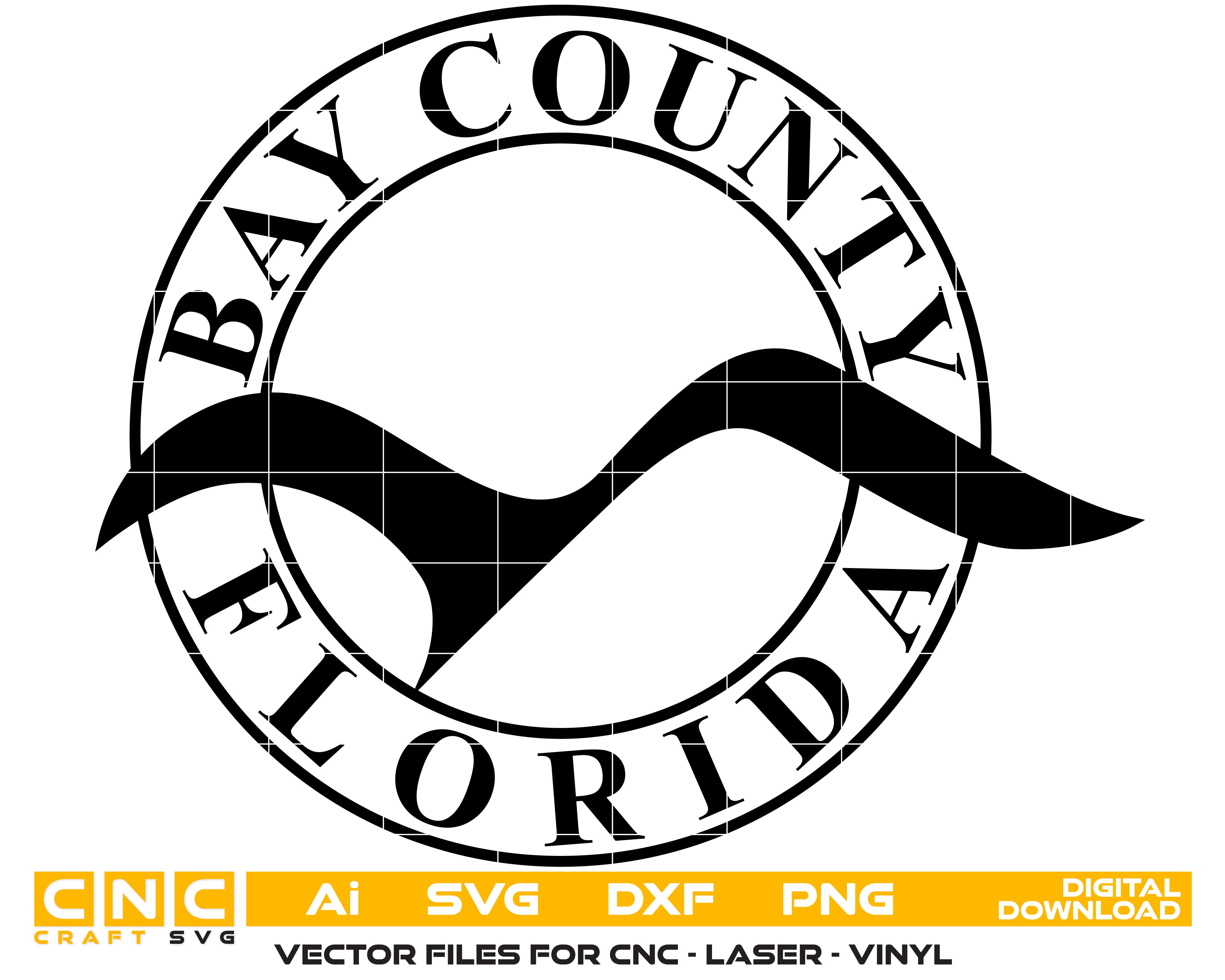 Seal of Bay County, Florida Vector art Svg, Dxf, Jpg, Png, and Ai files For laser engraving, woodworking, acrylic painting, and all printing machines.