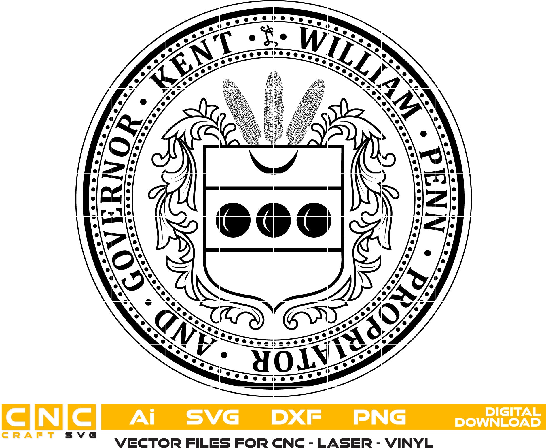 Seal of Kent County Delaware Vector Art , Kent County Logo Vector art Svg, Dxf, Jpg, Png & Ai files For laser engraving, woodworking, acrylic painting, and all printing machines.