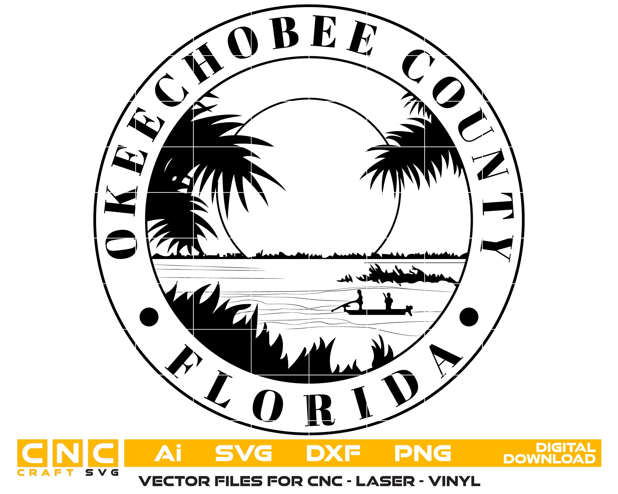 Seal of Okeechobee County, Florida Vector art Svg, Dxf, Jpg, Png, and Ai files For laser engraving, woodworking, acrylic painting, and all printing machines.