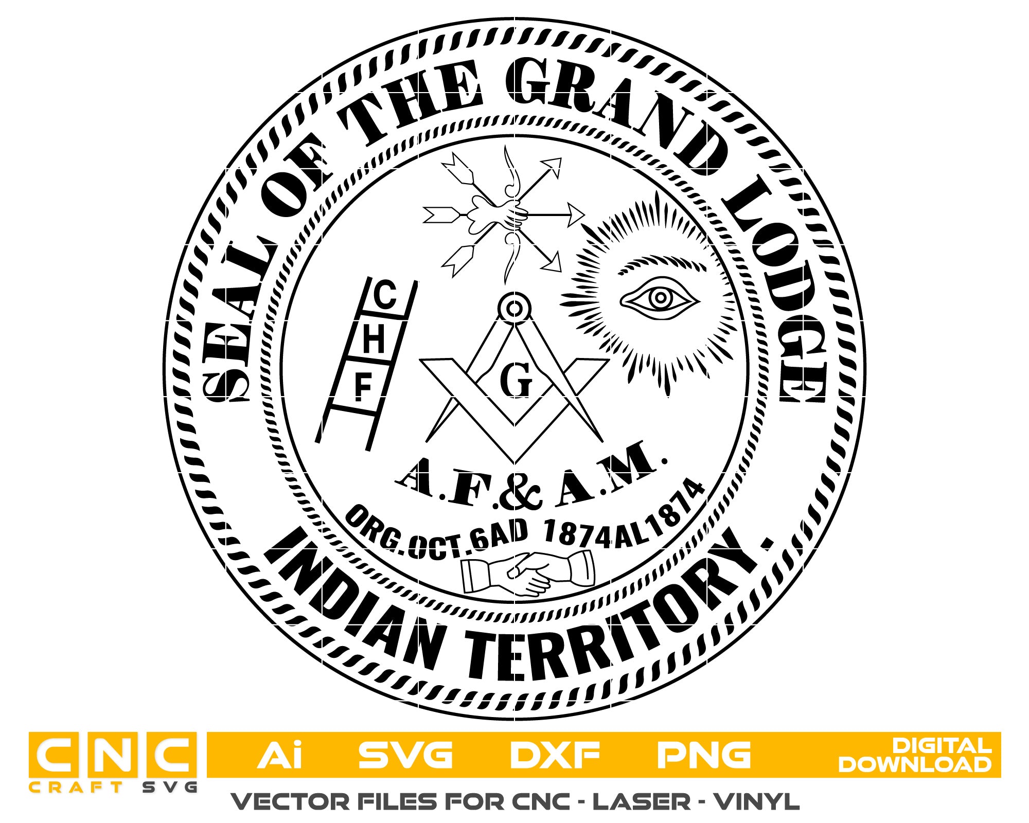 Grand Lodge Indian Territory Seal vector Art
