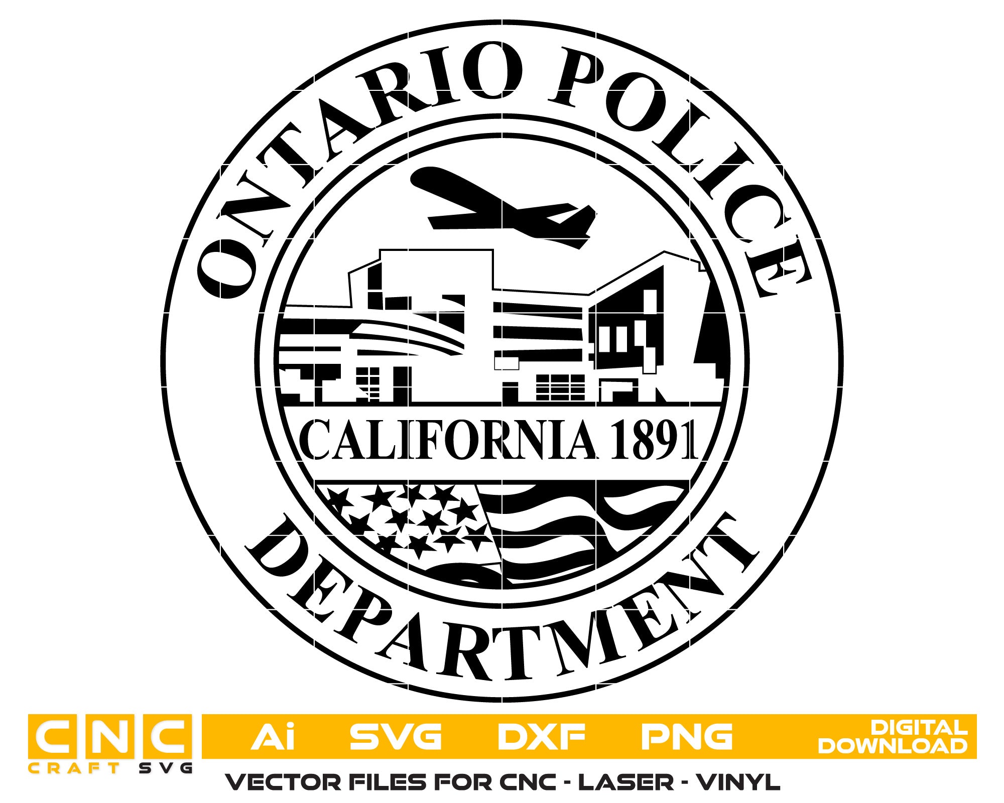 Seal of the Ontario Police Vector art Svg, Dxf, Jpg, Png, and Ai files For laser engraving, woodworking, acrylic painting, and all printing machines.