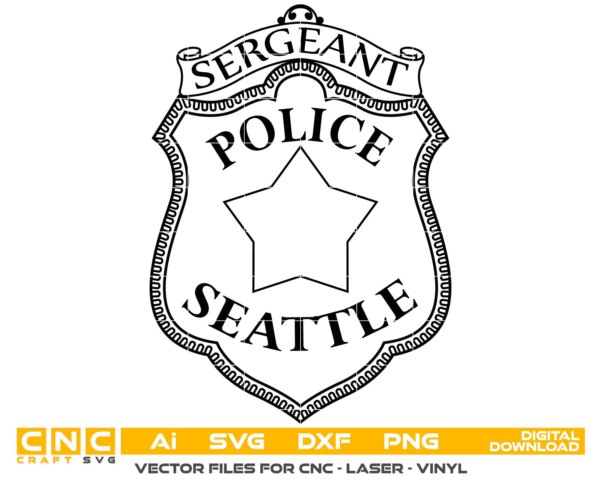 Seattle Police Sergeant Badge vector art