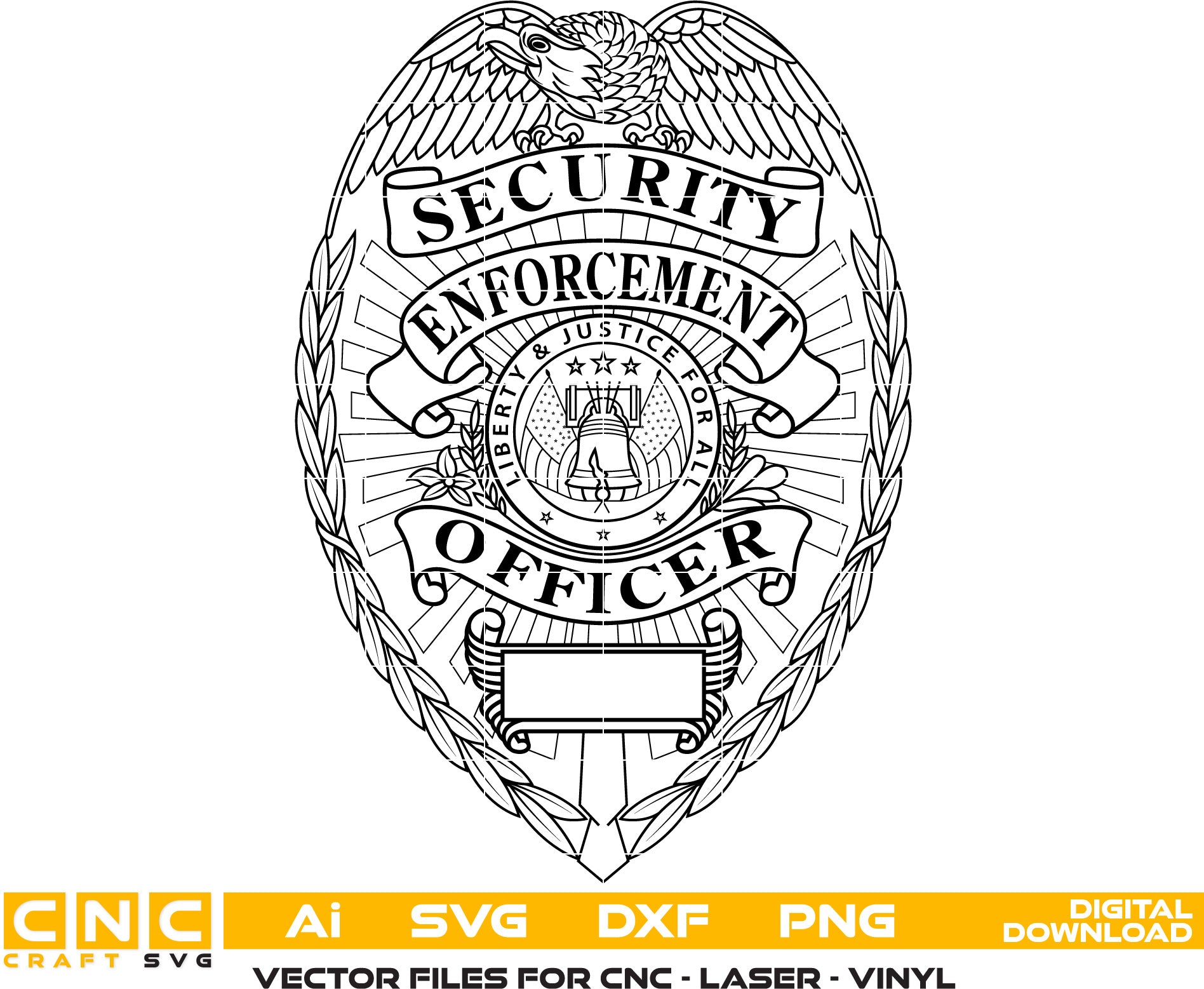 Security Enforcement Officer Badge Vector art Svg, Dxf, Jpg, Png, and Ai files For laser engraving, woodworking, acrylic painting, and all printing machines.