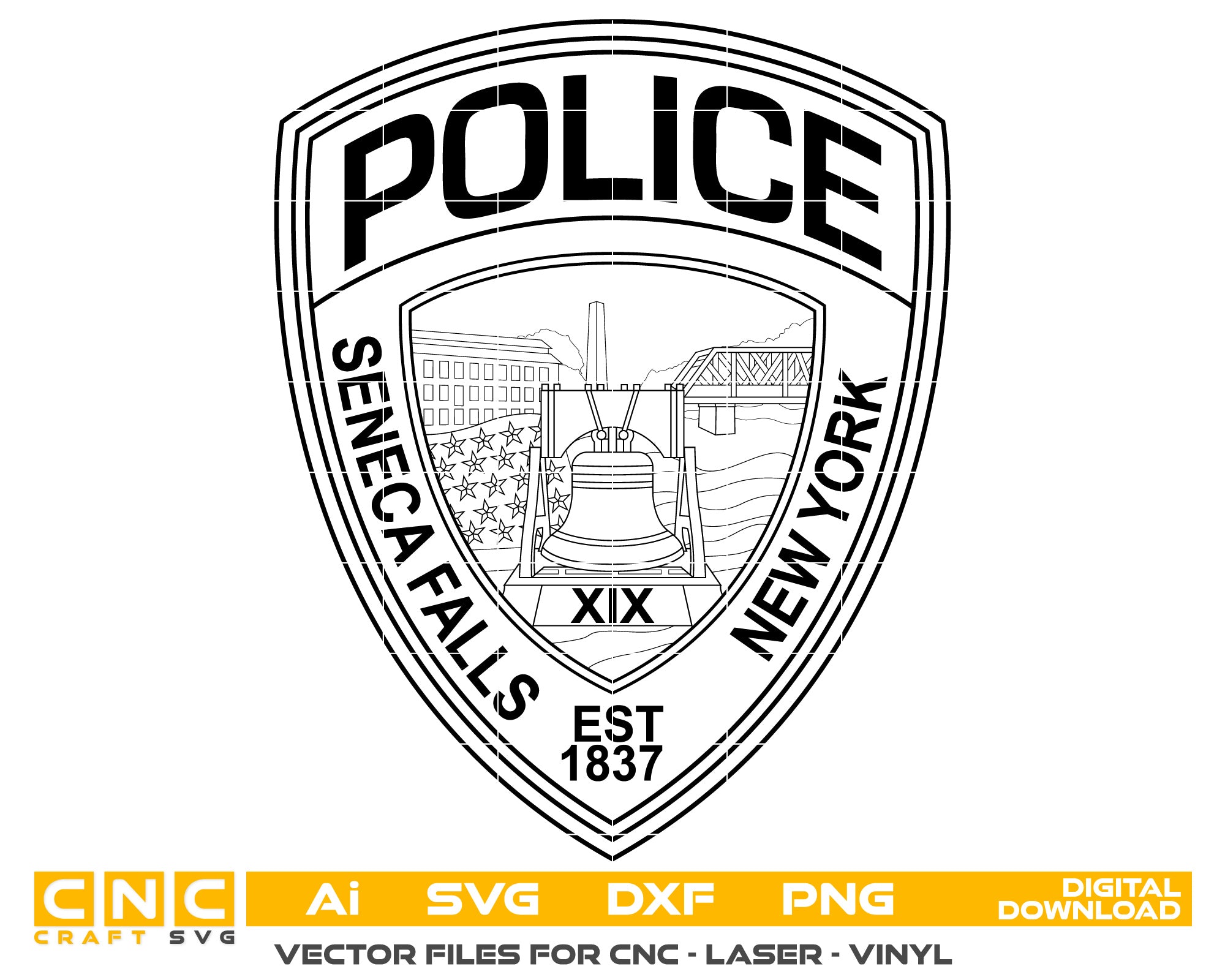 Seneca Falls New York Police Logo vector art