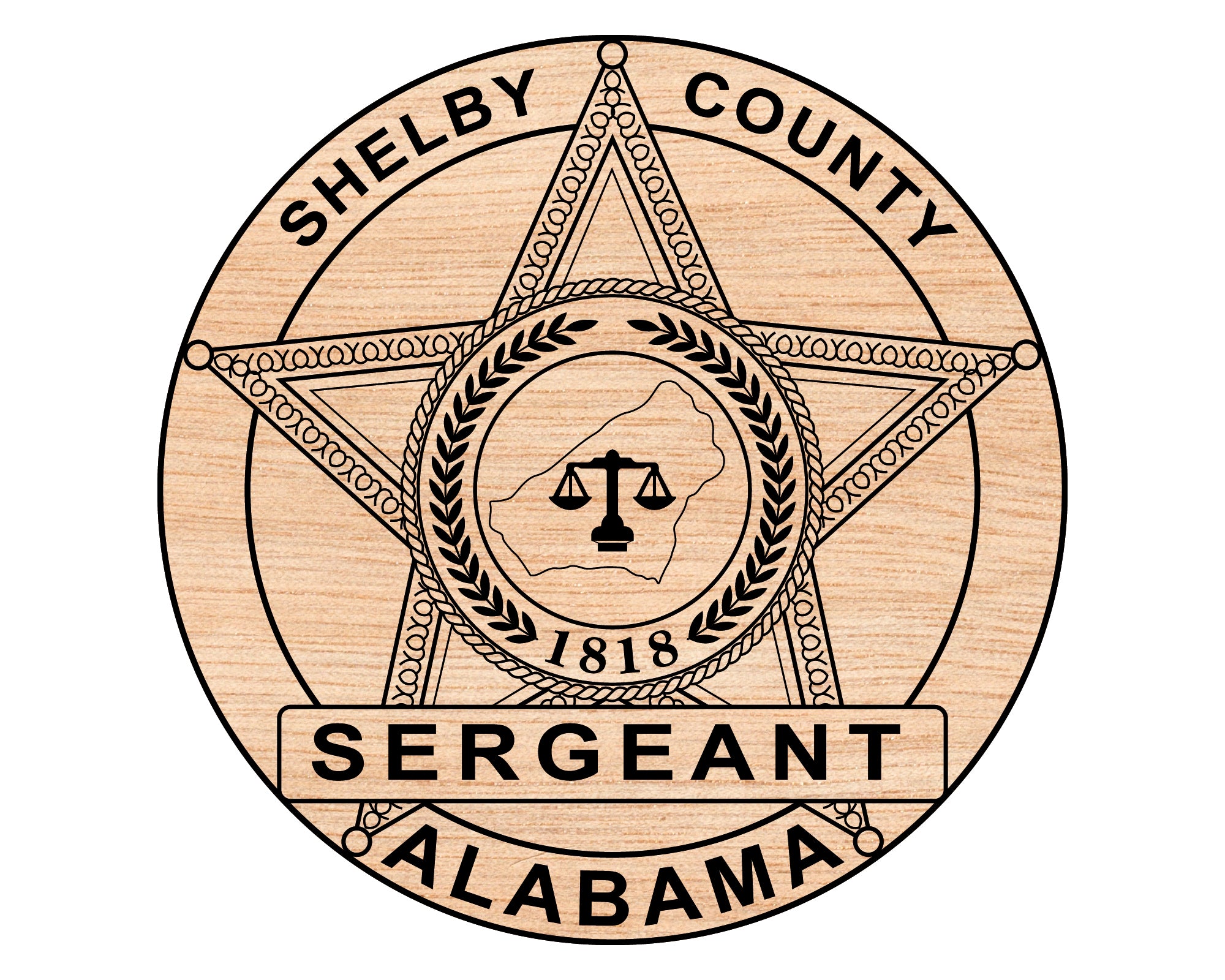 Shelby County Sergeant Badge SVG, Alabama Police Badge Vector, Shelby County Law Enforcement SVG, Sergeant Badge Engraving File, Police Badge SVG