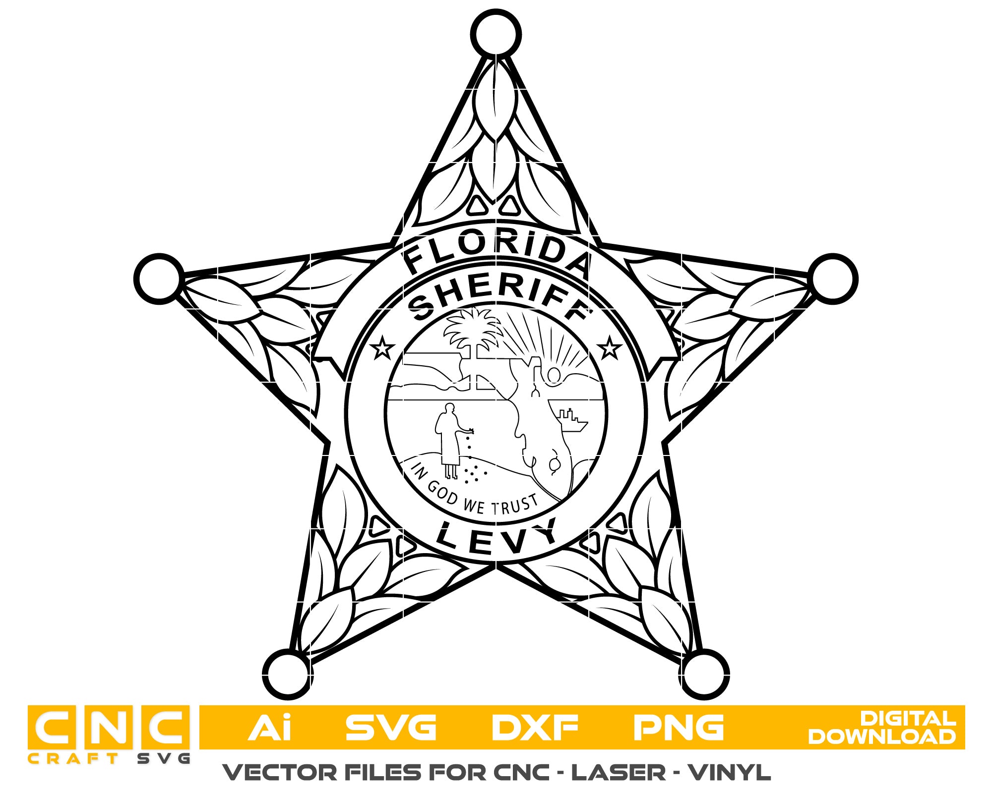 Levy County Florida Sheriff Badge vector art