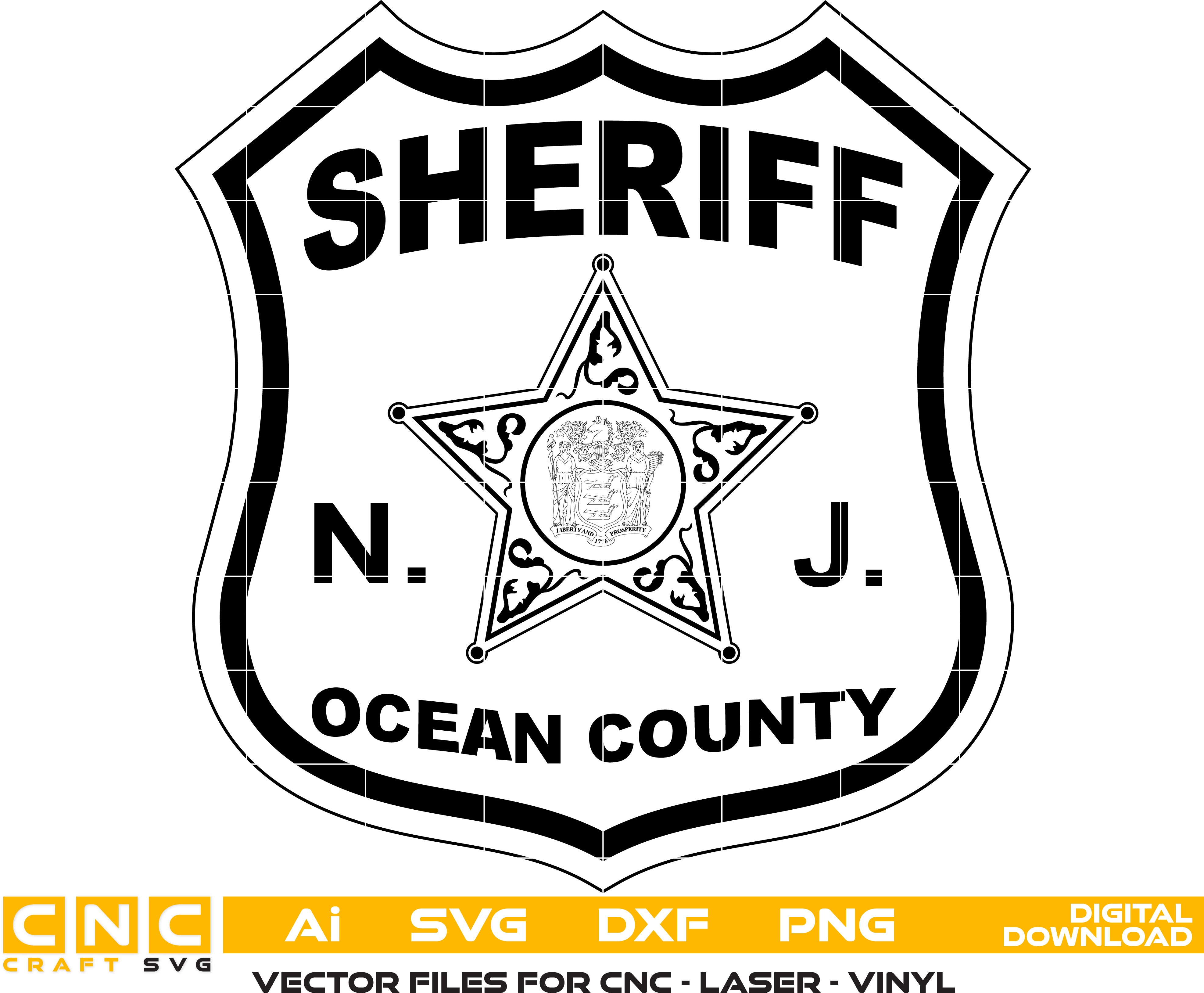 Sheriff Badge, Ocean County Sheriff Badge, New Jersey Sheriff Badge Vector Art