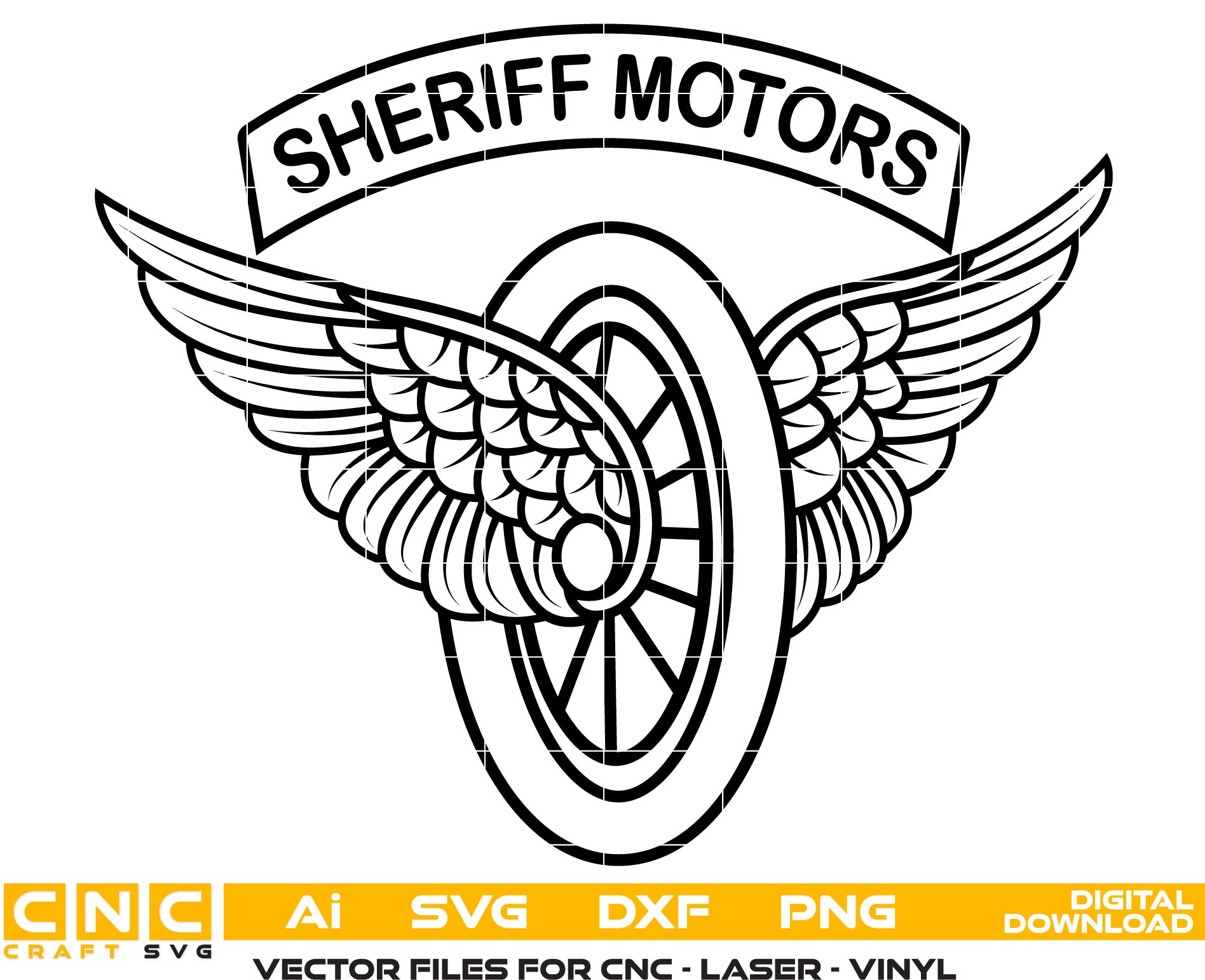 Sheriff Motors Logo Vector Art, Ai,SVG, DXF, PNG, Digital Files for Laser Engraving, Woodworking, Printing, CNC Router, Cricut, Ezecad etc.
