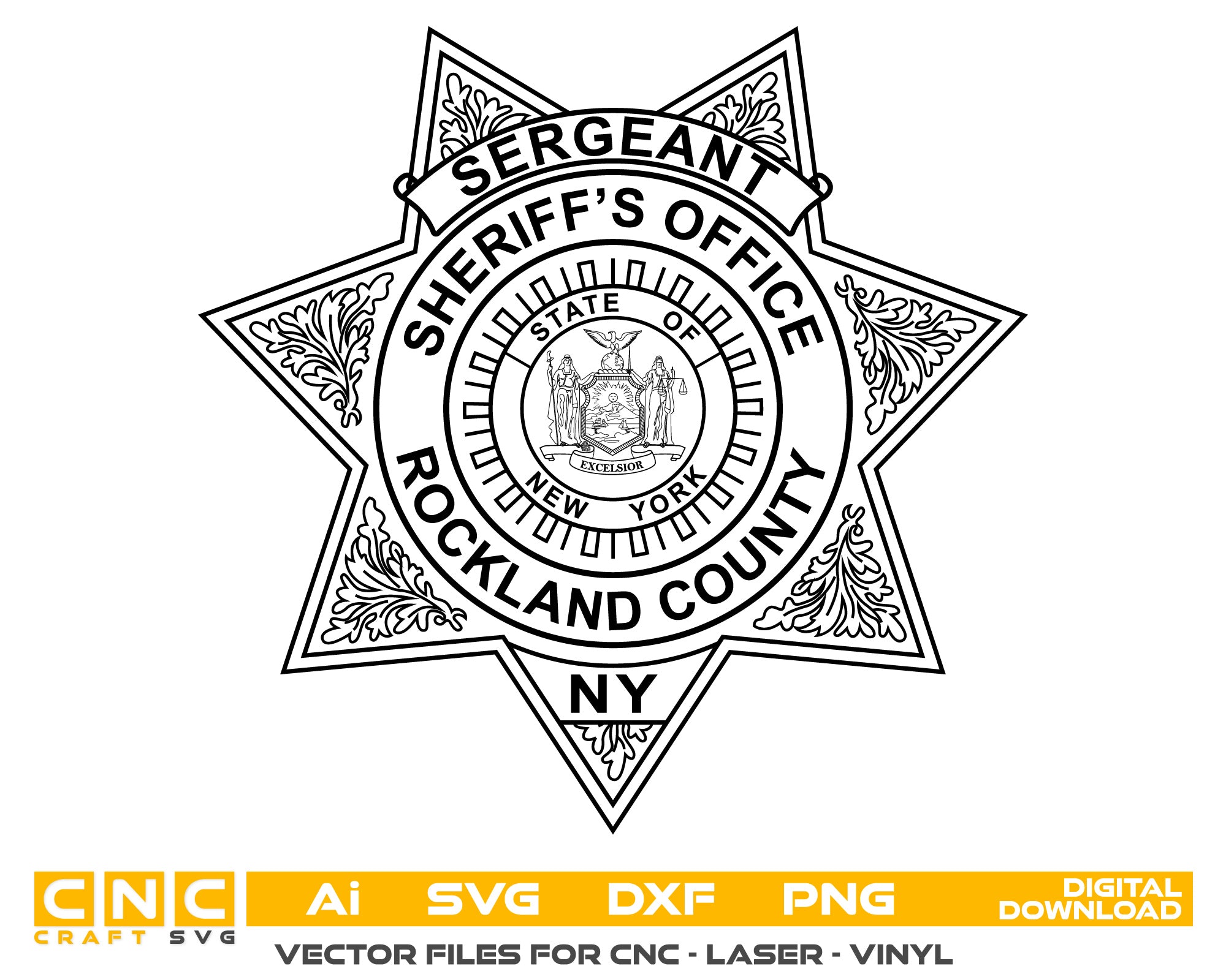 Rockland County Sergeant Sheriff Badge vector art