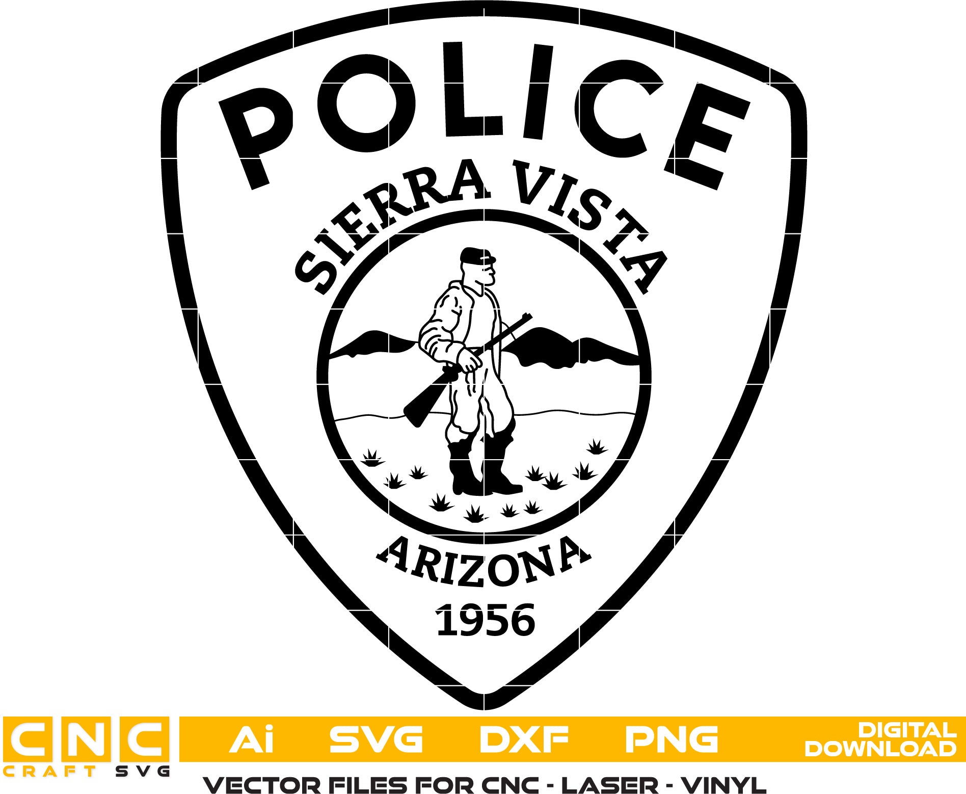 Sierra Vista Arizona Police Badge Vector art Svg/ Dxf/ Jpg/ Png/ and Ai files For laser engraving/ woodworking/ acrylic painting and all printing machines.