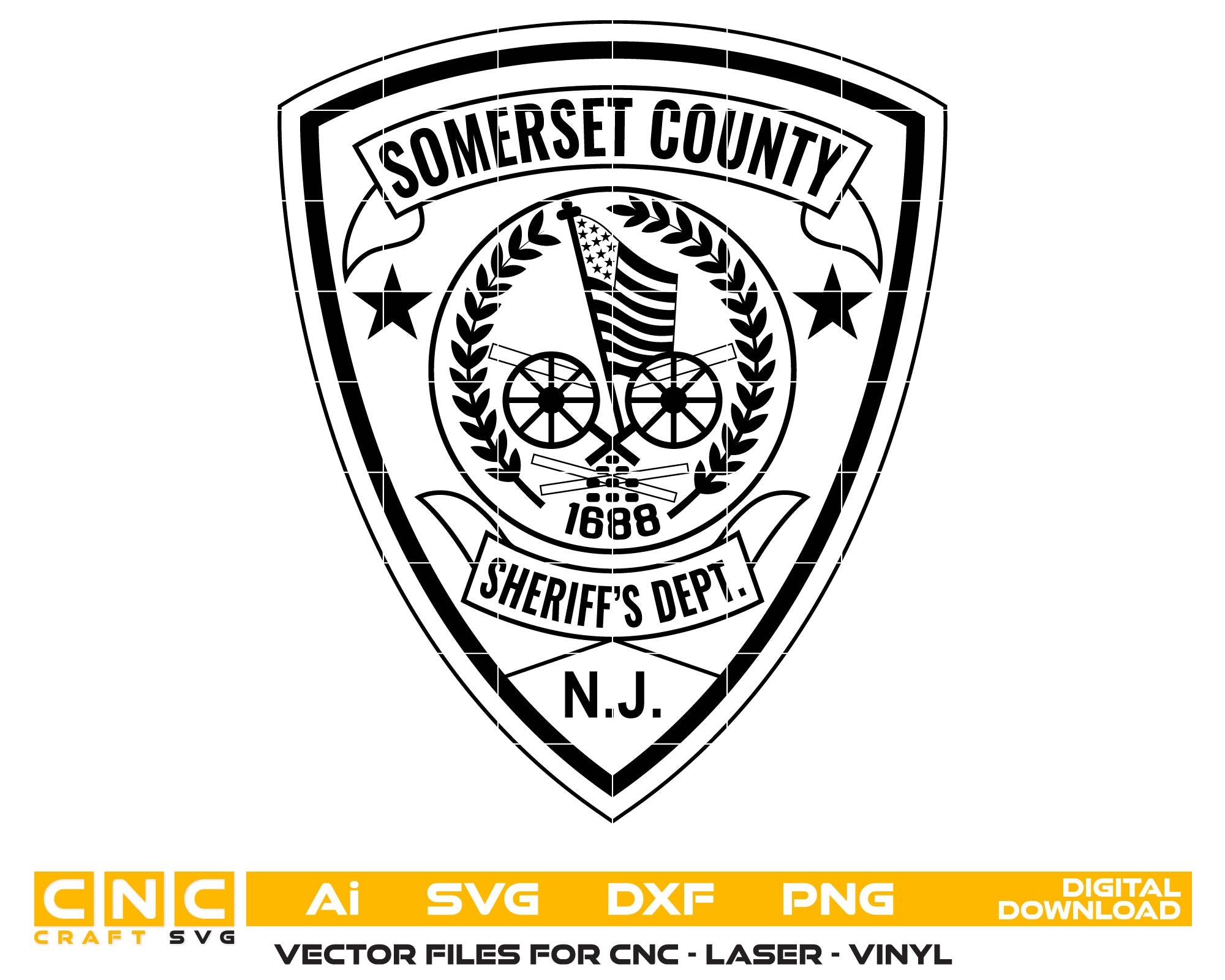 Somerset County Sheriff Patch SVG, New Jersey Sheriff Patch Vector, NJ Law Enforcement Emblem, Sheriff Logo SVG, Police Patch Design, Engraving Patch File
