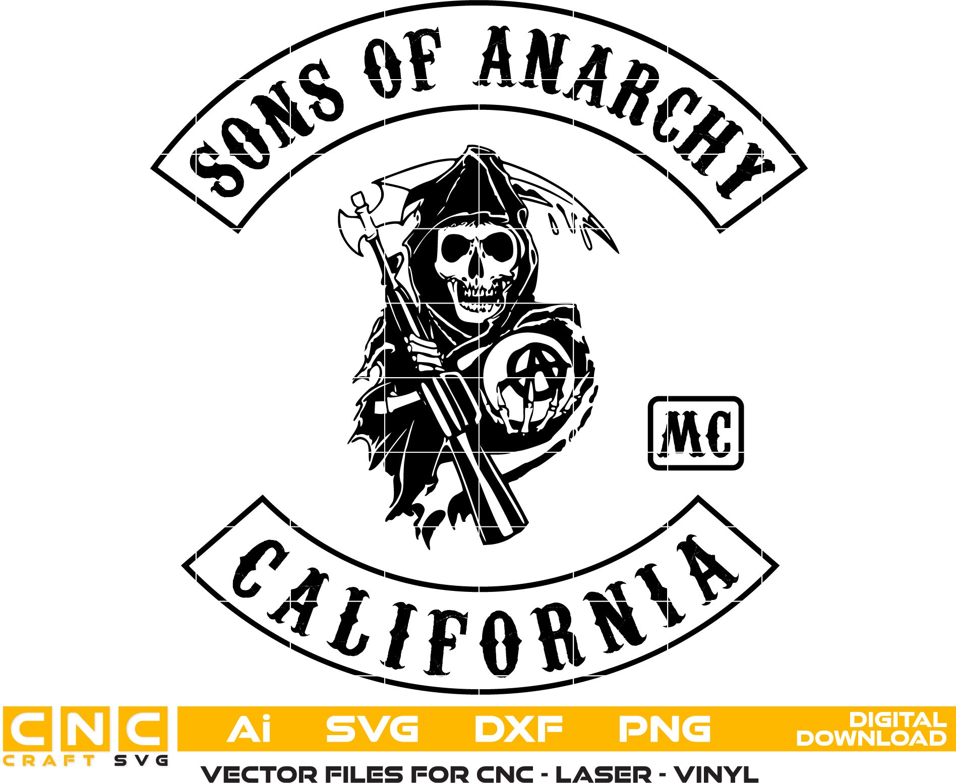 Sons of Anarchy California Vector Art, Ai,SVG, DXF, PNG, Digital Files